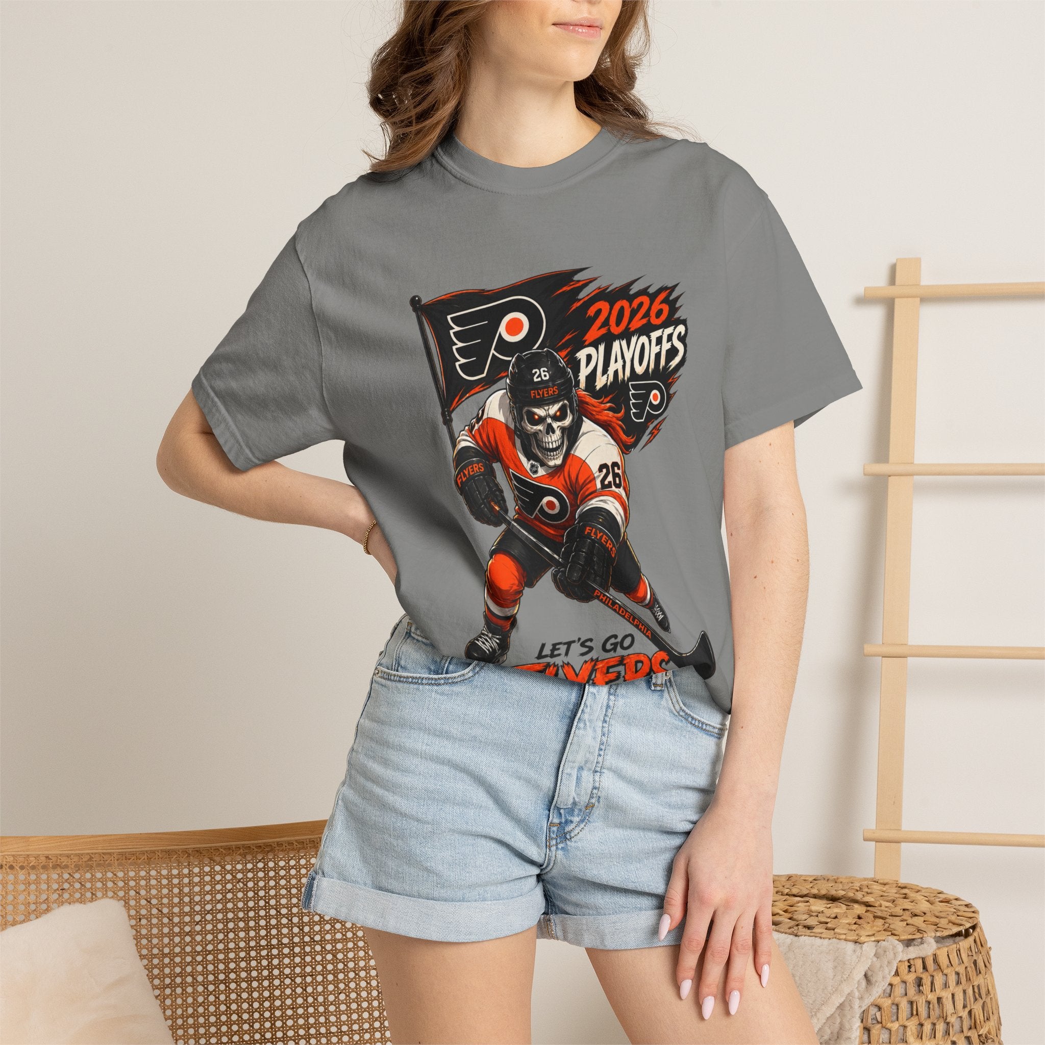 Flyers 2026 Playoffs Hockey T-Shirt — 'Let's Go Flyers' Vintage Skate Design
