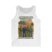 Men's white Patriotic Heroes Tank Top with America's Heroes graphic and American flag design