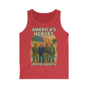 Men's red Patriotic Heroes Tank Top with America’s Heroes graphic and military illustration