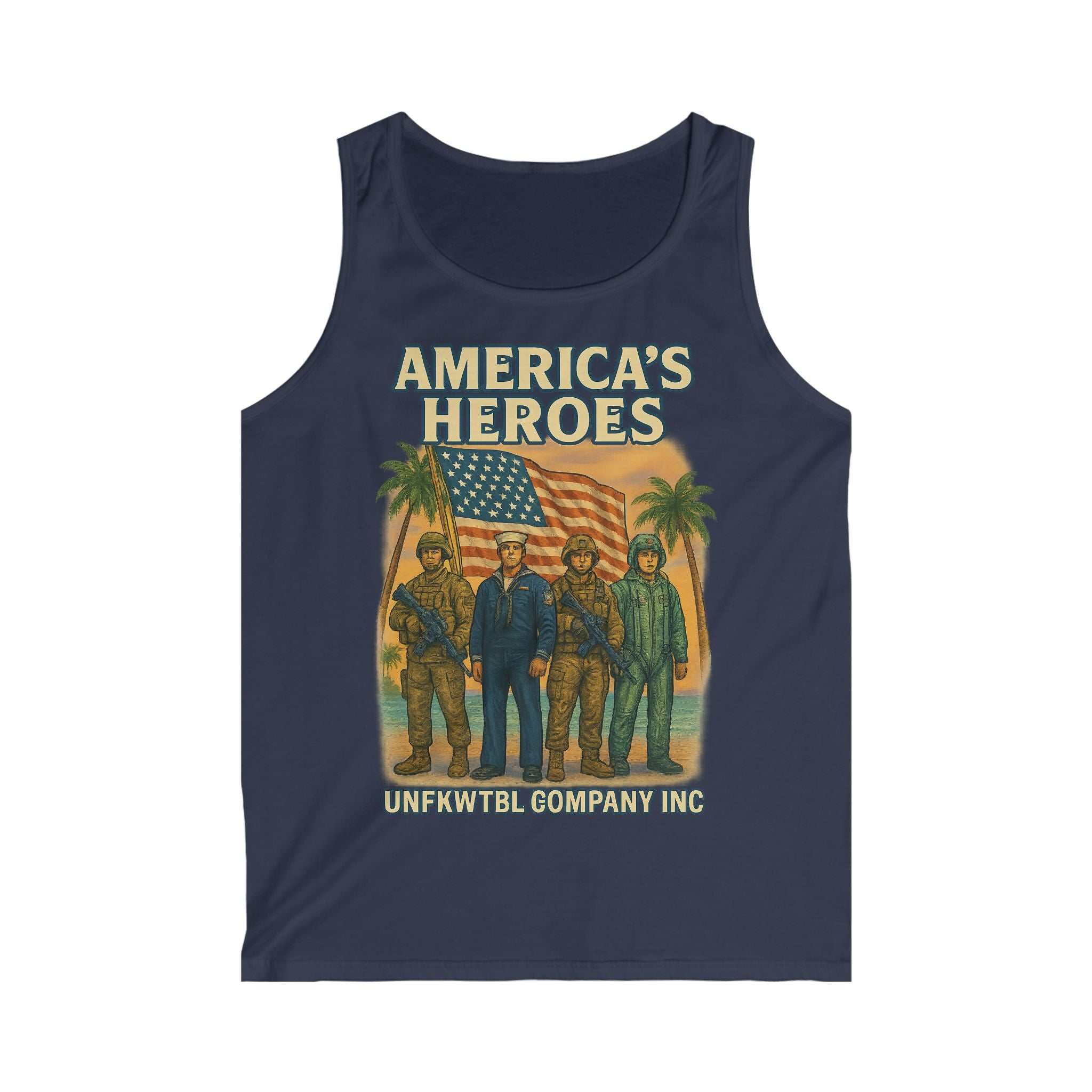 Men's Patriotic Heroes Tank Top with America’s Heroes graphic for summer and military appreciation events