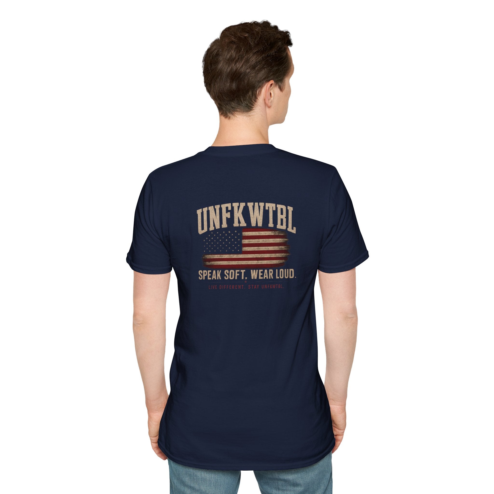 Unfkwtfl Flag Shield T-Shirt — Vintage American Patriotic Tee