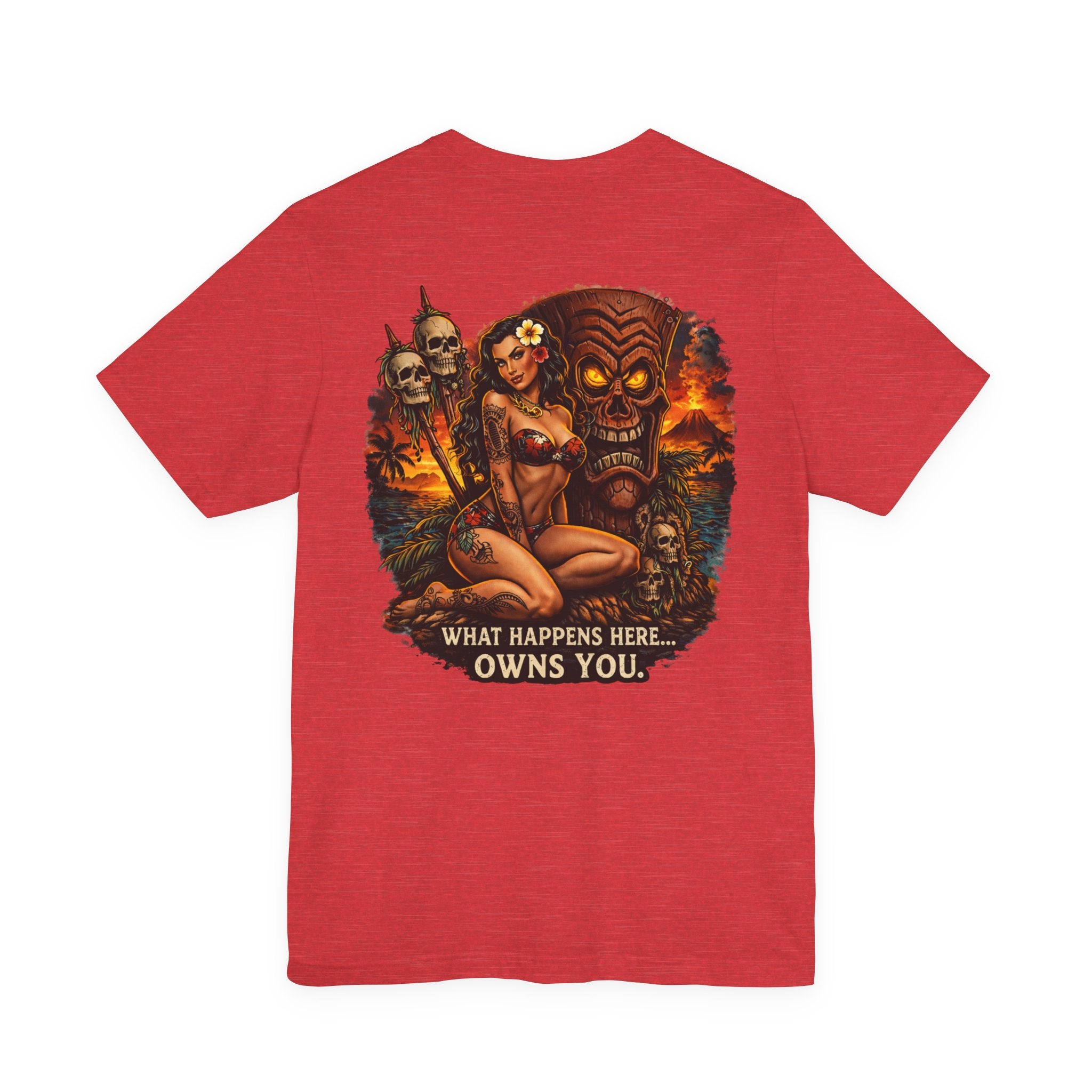 Tiki Horror Tee - "What Happens Here... Owns You" Graphic T-Shirt