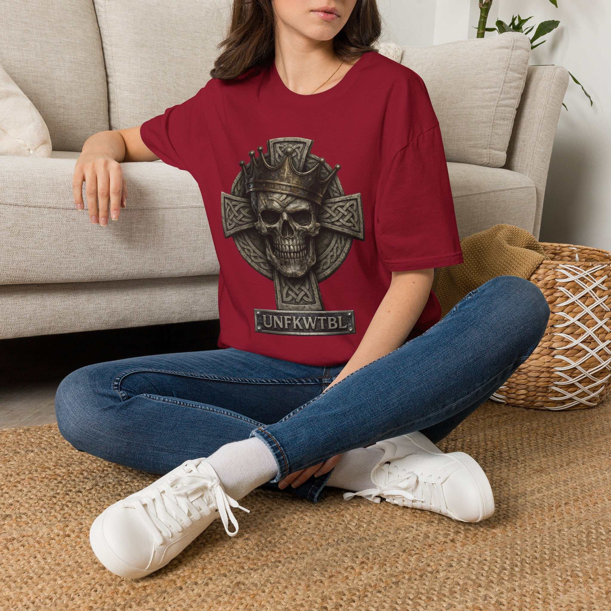 Skull King Cross T-Shirt — Gothic Celtic Crown Graphic Tee