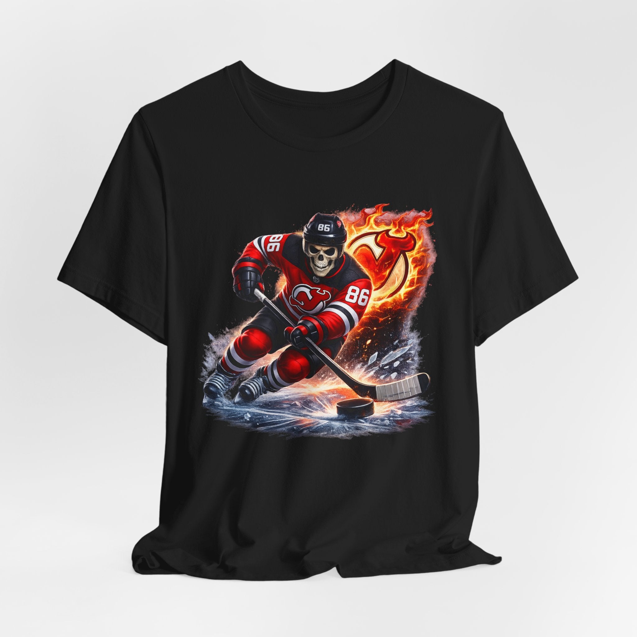 Flaming Hockey Player Graphic Tee
