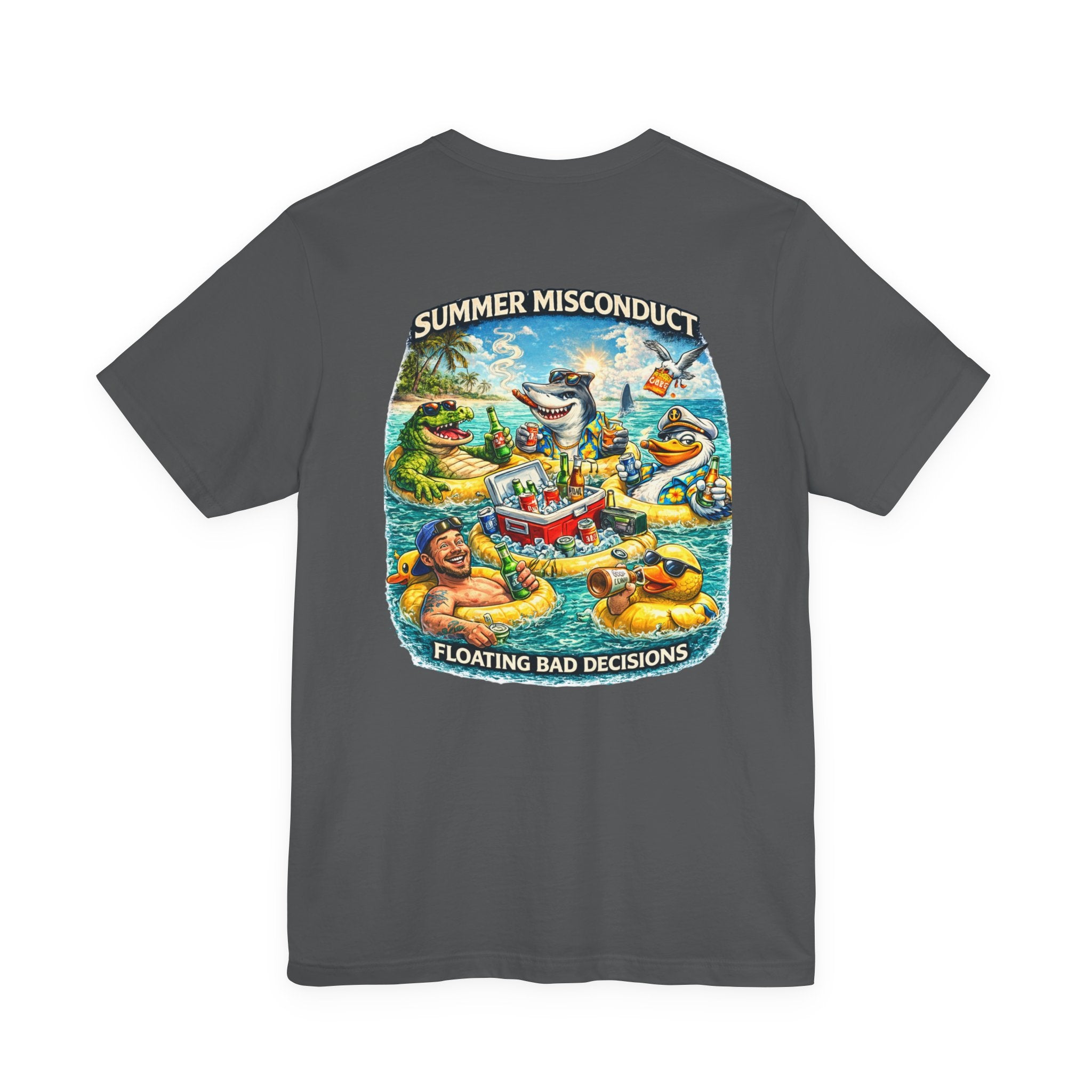 Summer Misconduct T-Shirt – 'Floating Bad Decisions' Beach Party Graphic Tee