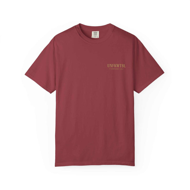 Medusa Beauty Unisex T-shirt in strawberry daiquiri color with small logo print on chest, made from 100% ring-spun cotton