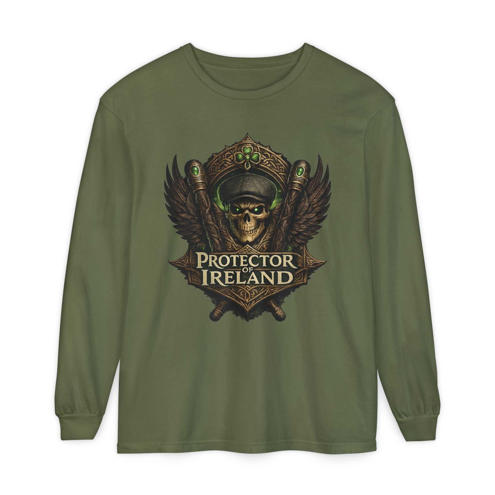 Protector of Ireland Long Sleeve Tee — Skull Crest Irish Pride