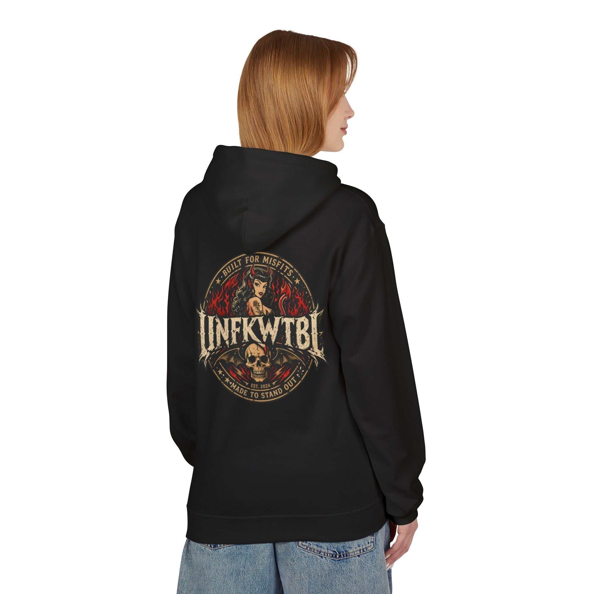 Vintage skull band emblem biker aesthetics hoodie with gothic design and relaxed fit