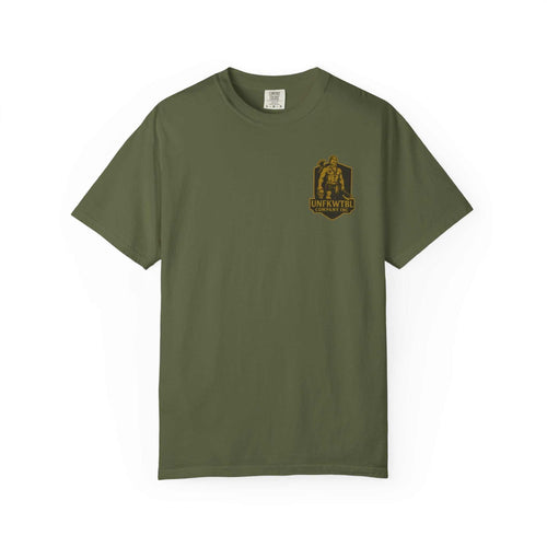 Epic Stormbearer unisex olive green garment-dyed t-shirt with fantasy graphic, casual gamer tee for Comic Con and everyday wear