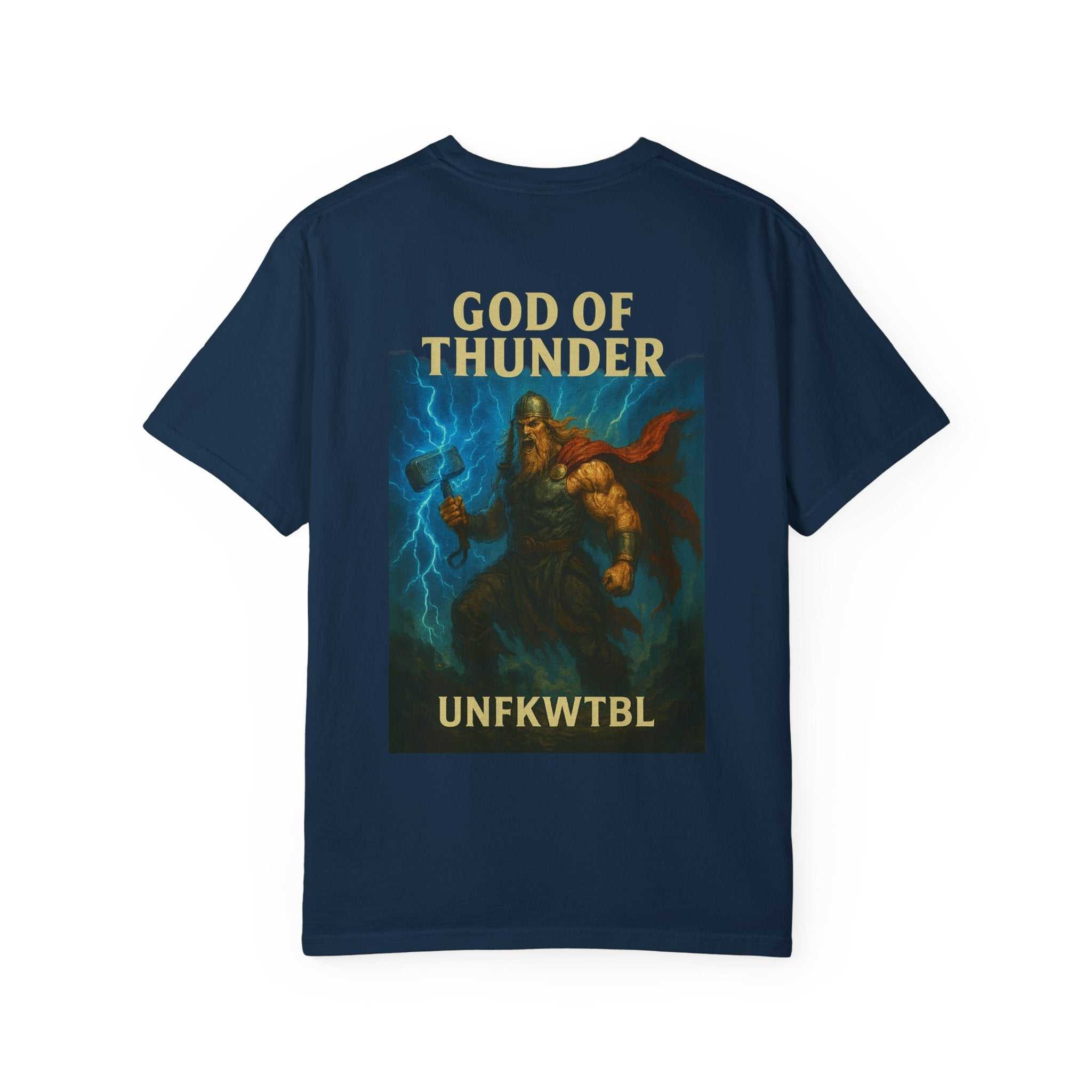 Thor True God unisex garment-dyed t-shirt with durable stitching and soft fabric, available in sizes S to 4XL