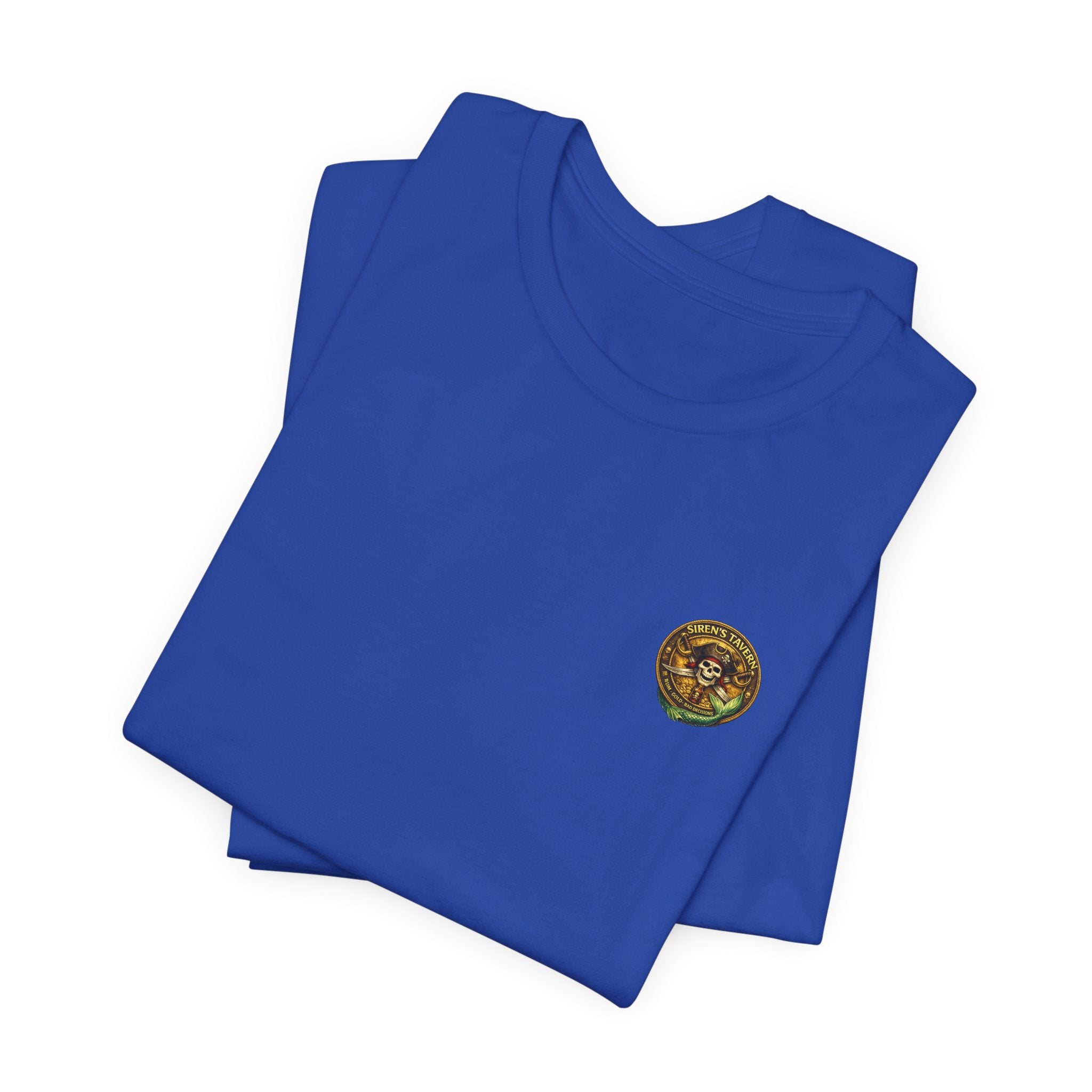 Pirate Skeleton & Mermaid Graphic Tee — Nautical Skull Crew Neck Shirt