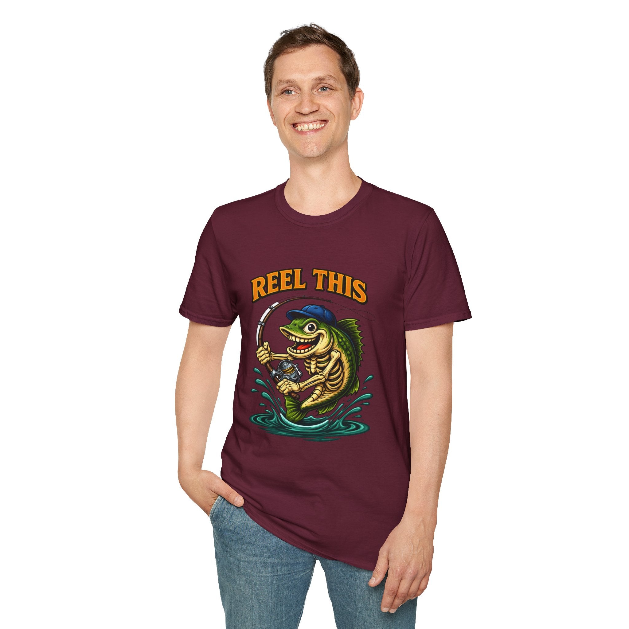 Fishing T-Shirt — "Reel This" Funny Bass Graphic Tee for Anglers