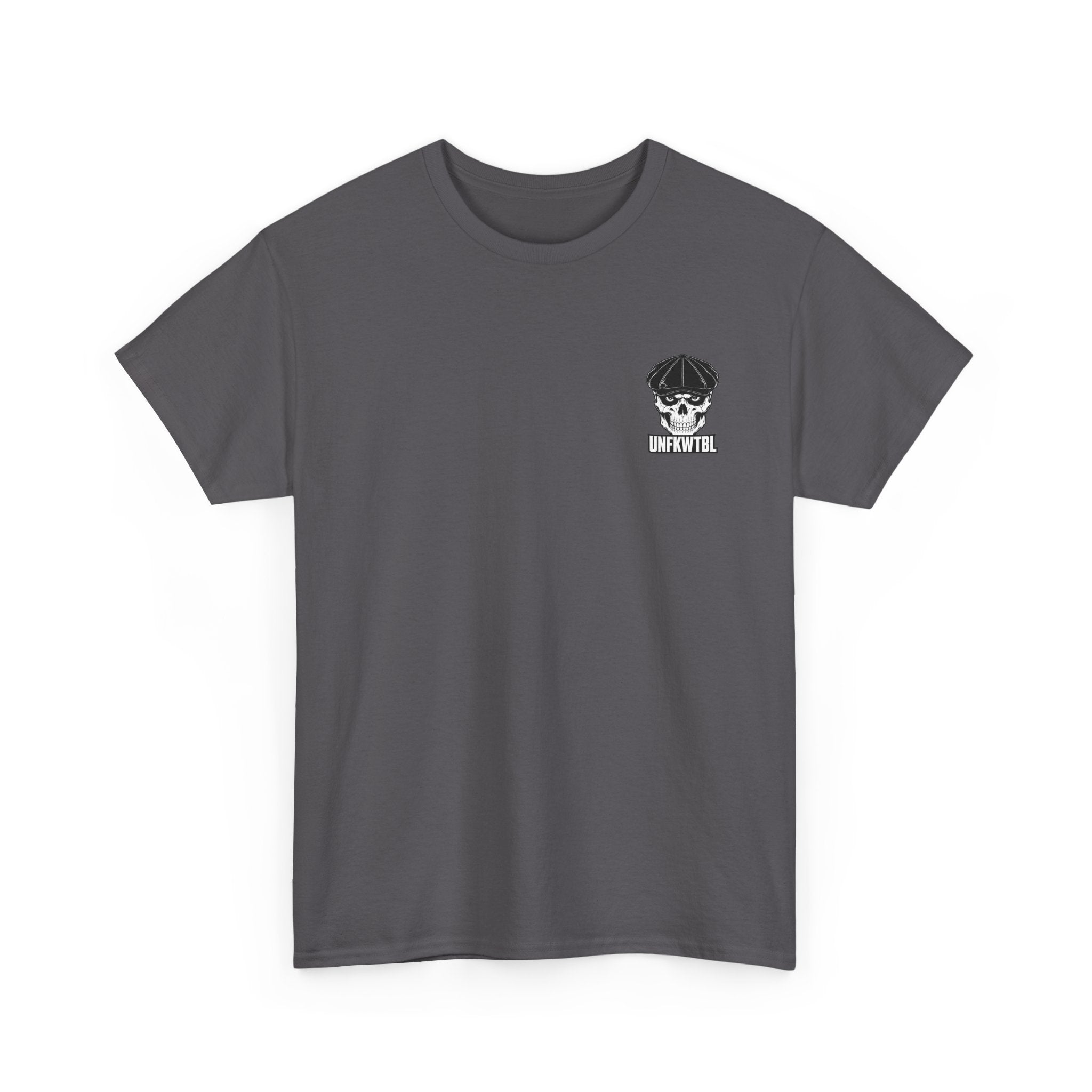 Graphic Tee — “Knocked Down. Never Finished.” Motivational Skull T-Shirt