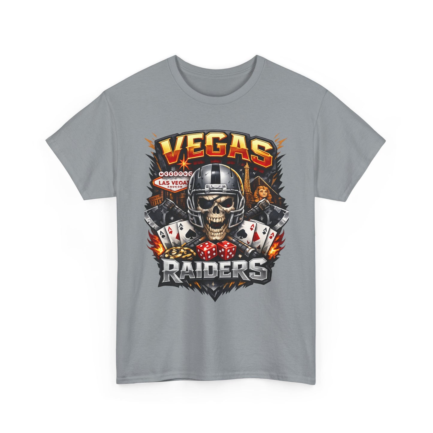 Vegas Raiders Skull Tee — Casino Poker Helmet Design