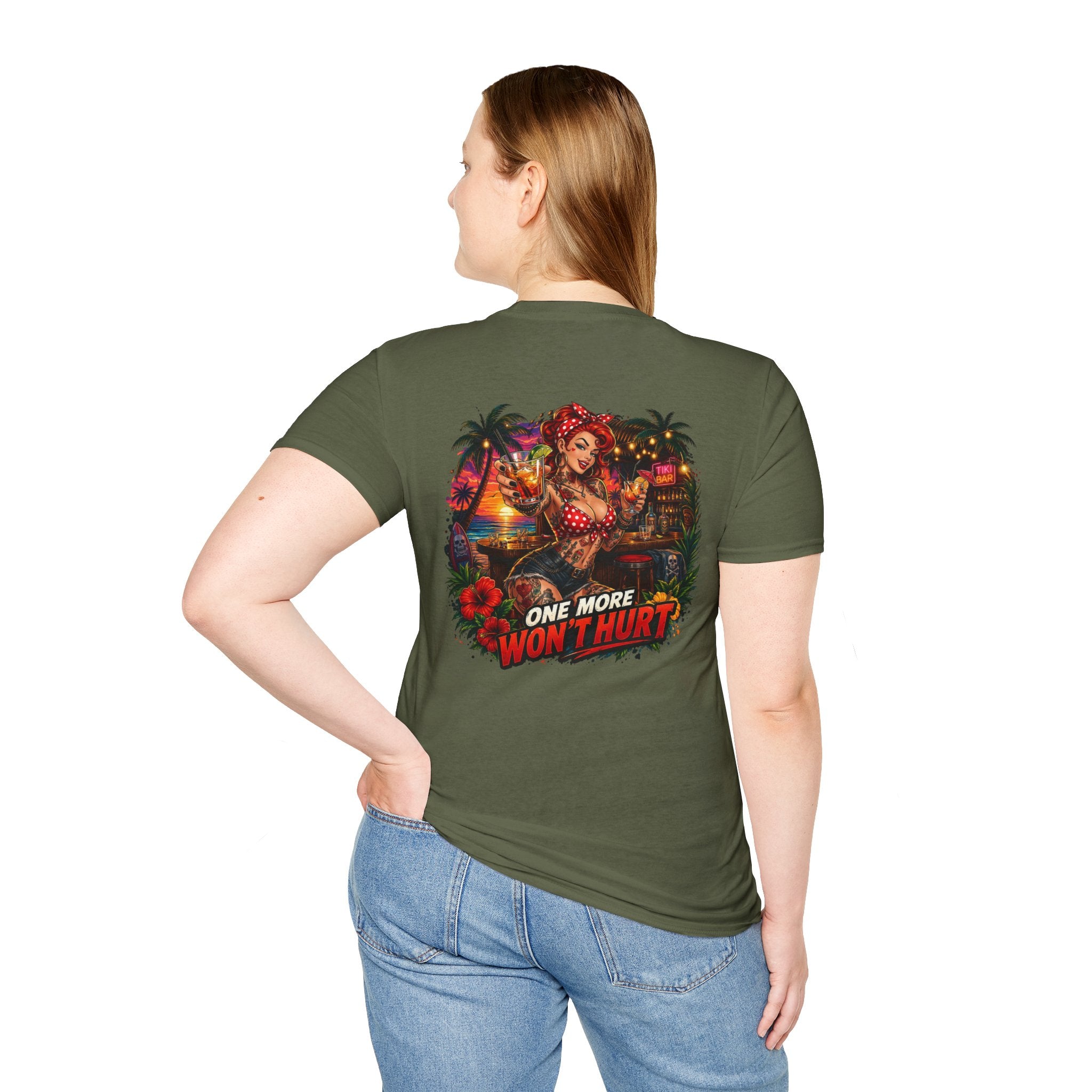 T-Shirt — Retro Pinup Beach Graphic “One More Won’t Hurt”