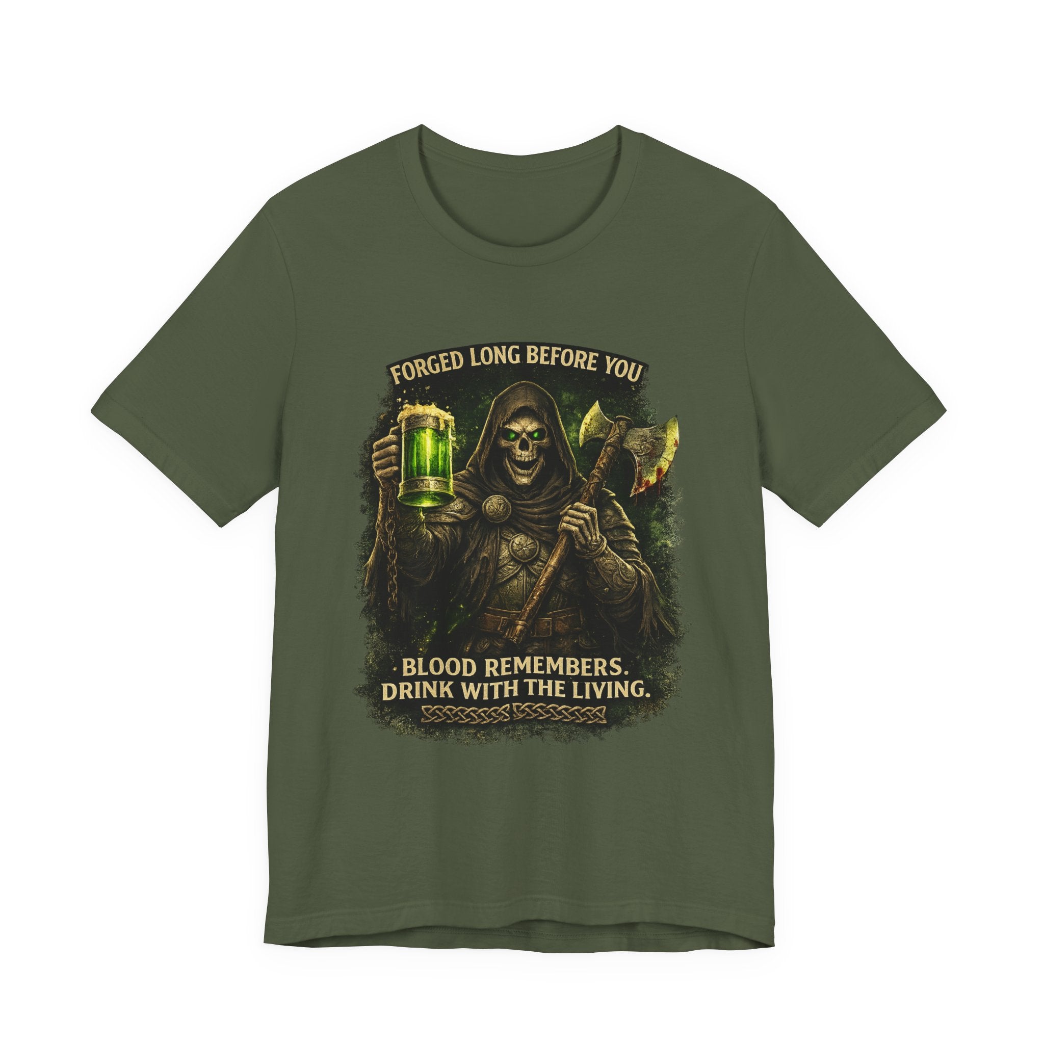 Grim Reaper Beer T-Shirt — "Forged Long Before You / Blood Remembers. Drink With The Living." Graphic Tee