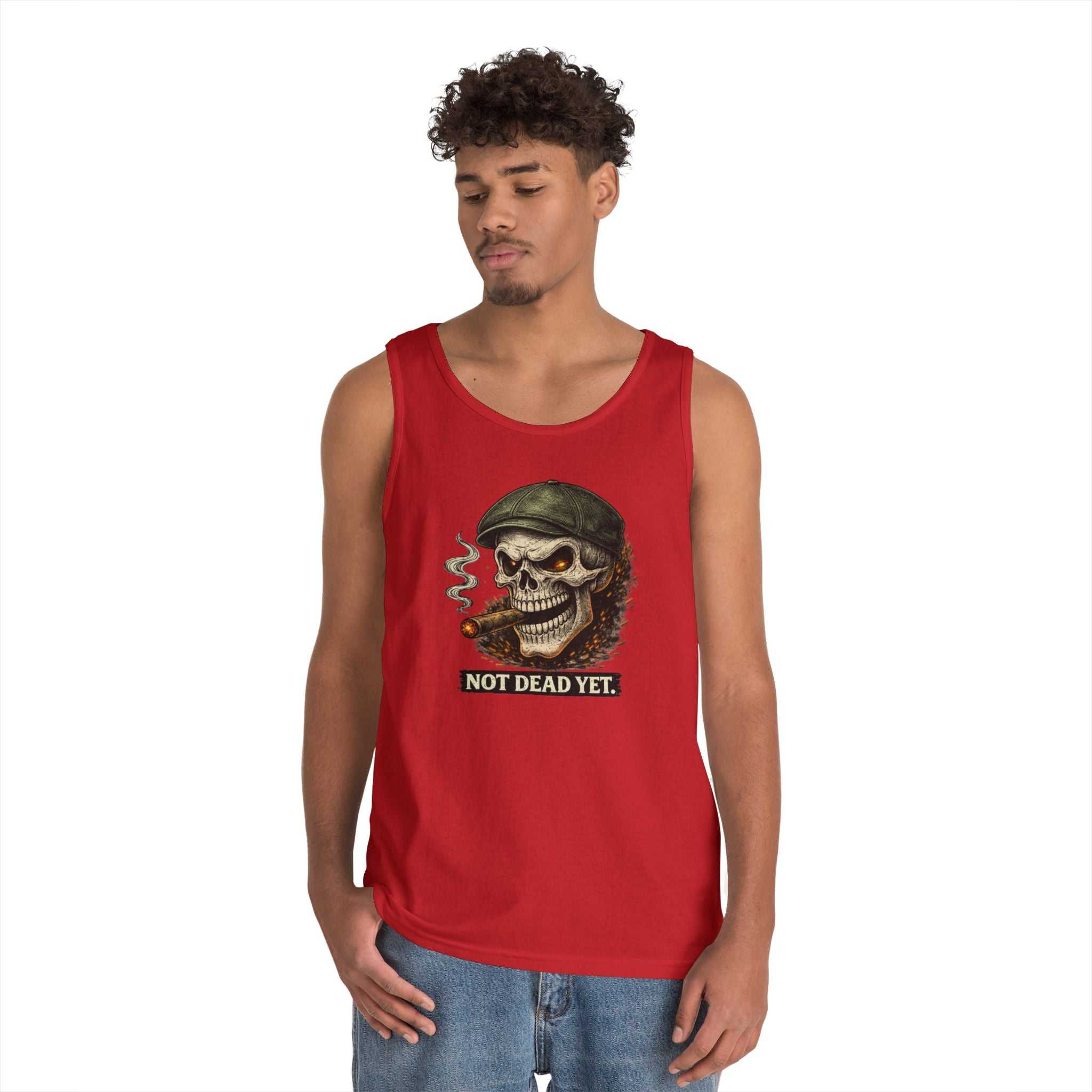 Tank Top — 'Not Dead Yet' Smoking Skull Graphic