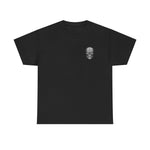Black Atlas Strong Unisex Tee with small intricate skull graphic on chest, inspirational and durable casual shirt
