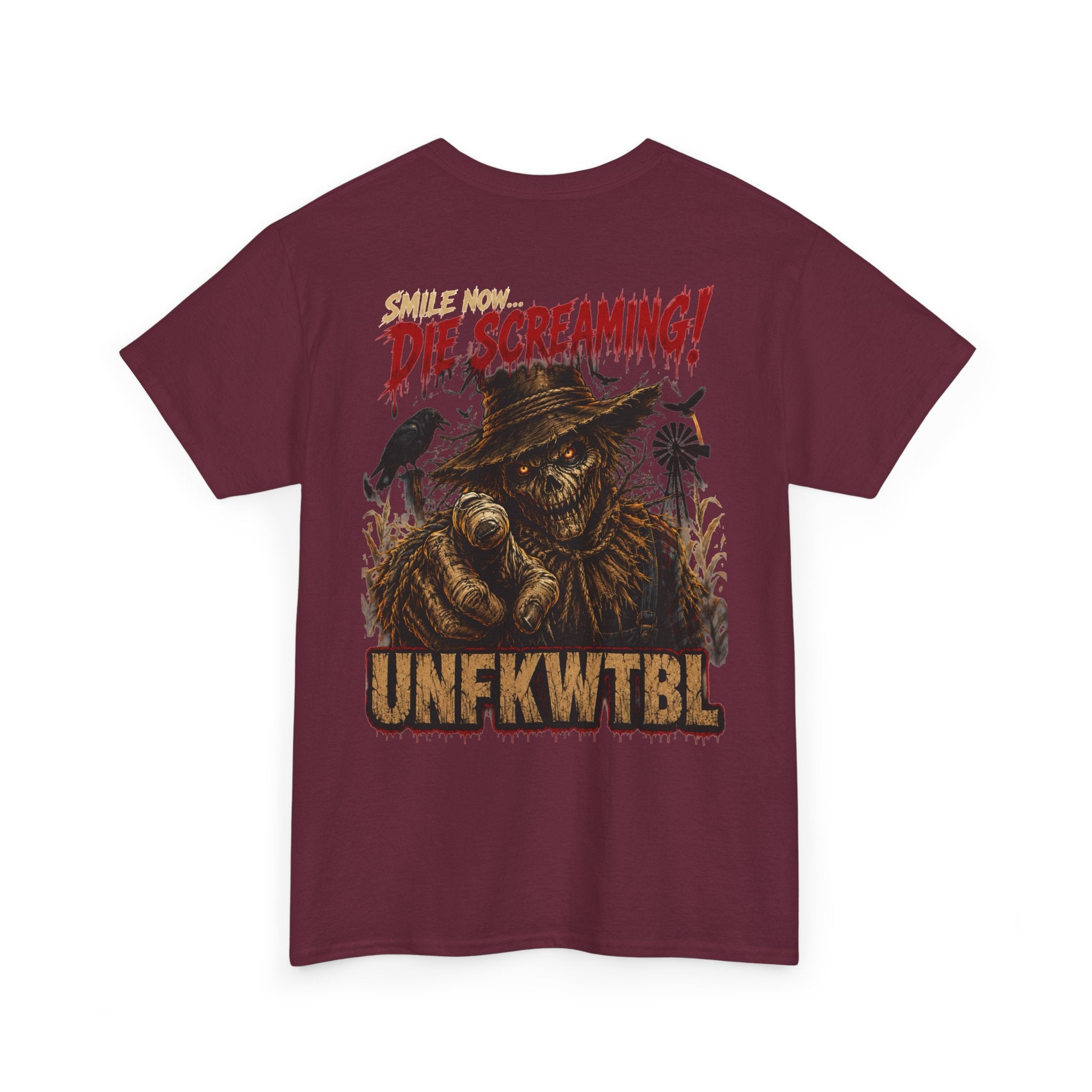 Horror Graphic Tee — "They’re Screaming" Scarecrow Design (UNFKWTBL)