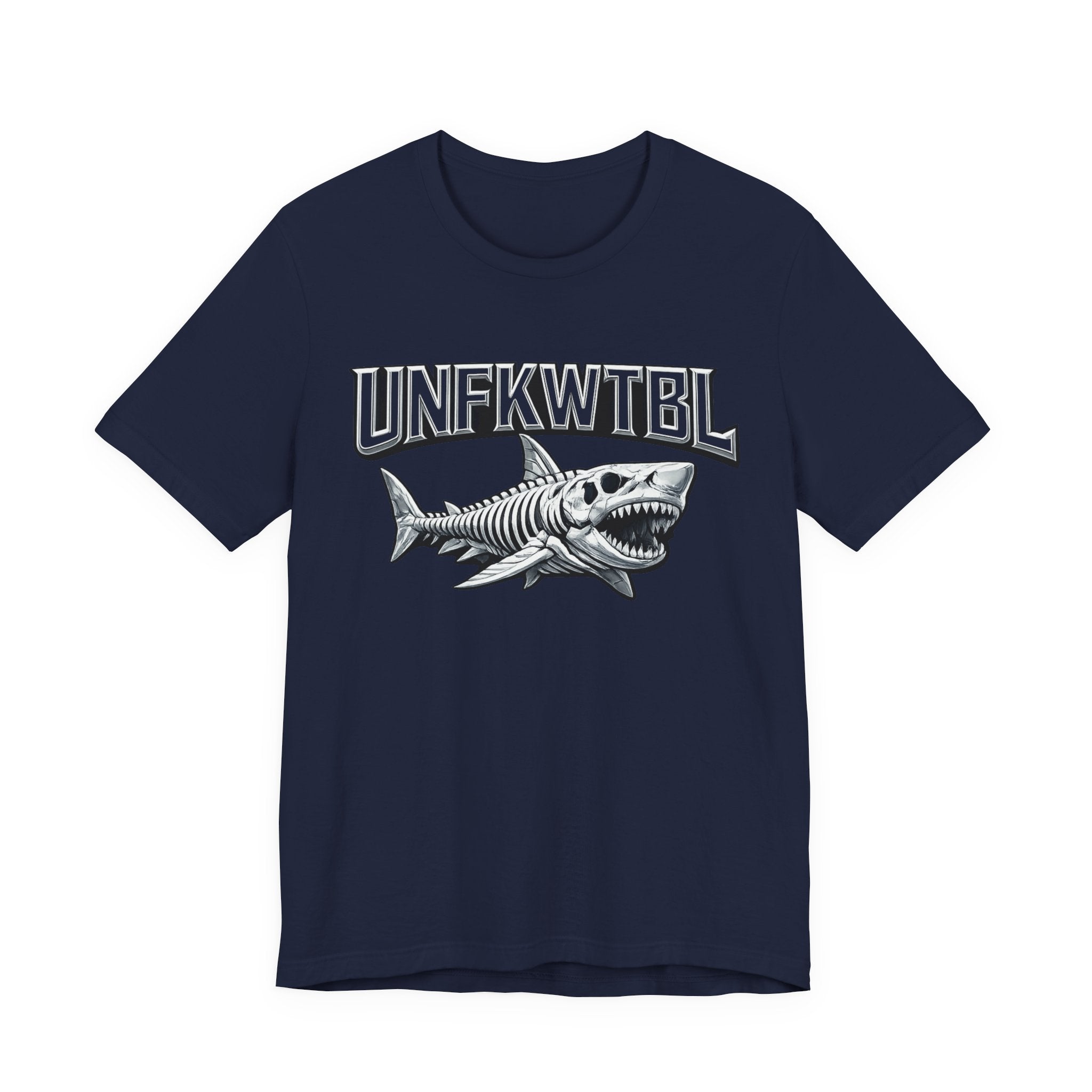 Shark Graphic Tee — 'UNFKWTBL' Vintage Skeleton Shark Shirt