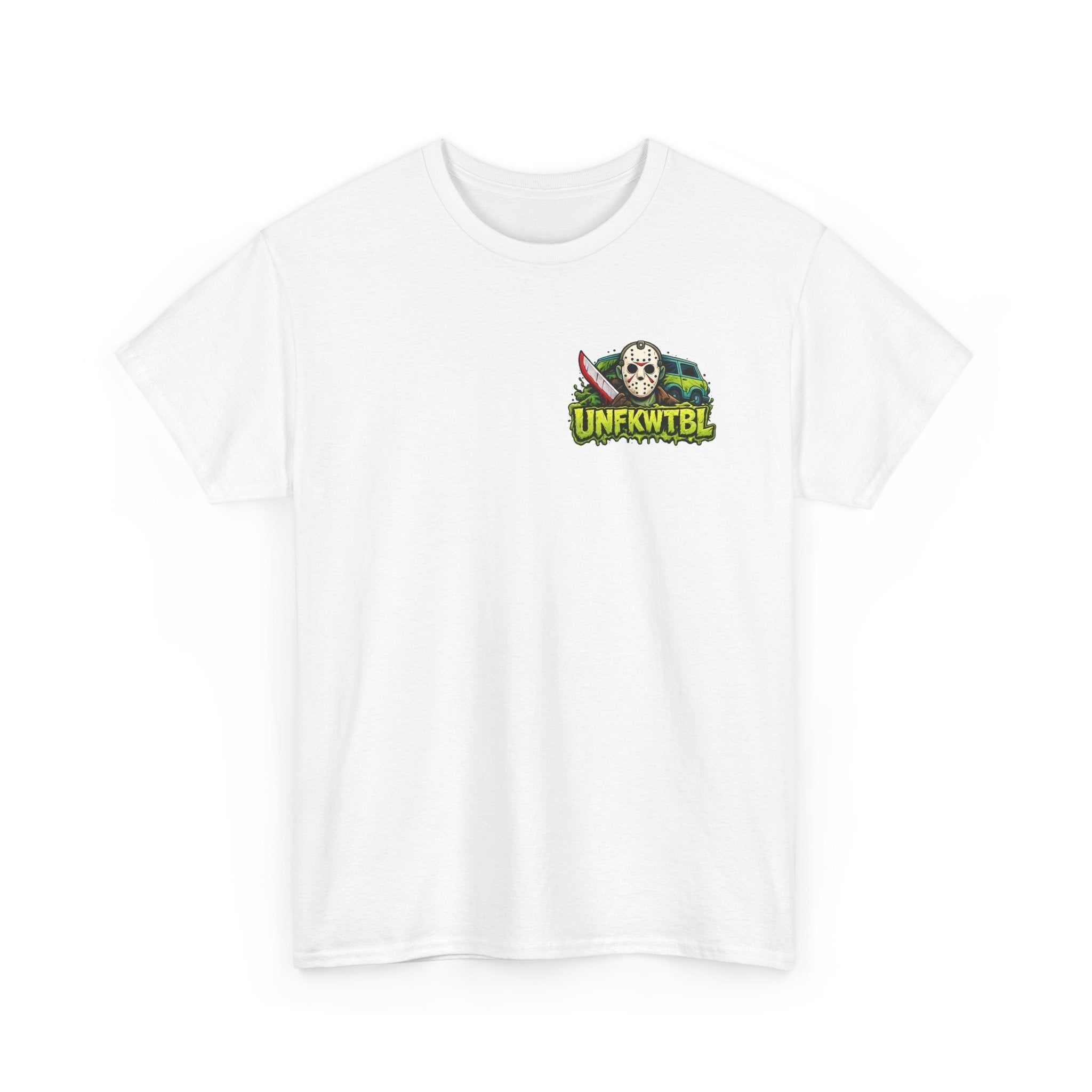 T-Shirt with Jason Voorhees Hanging with Mystery Crew Design