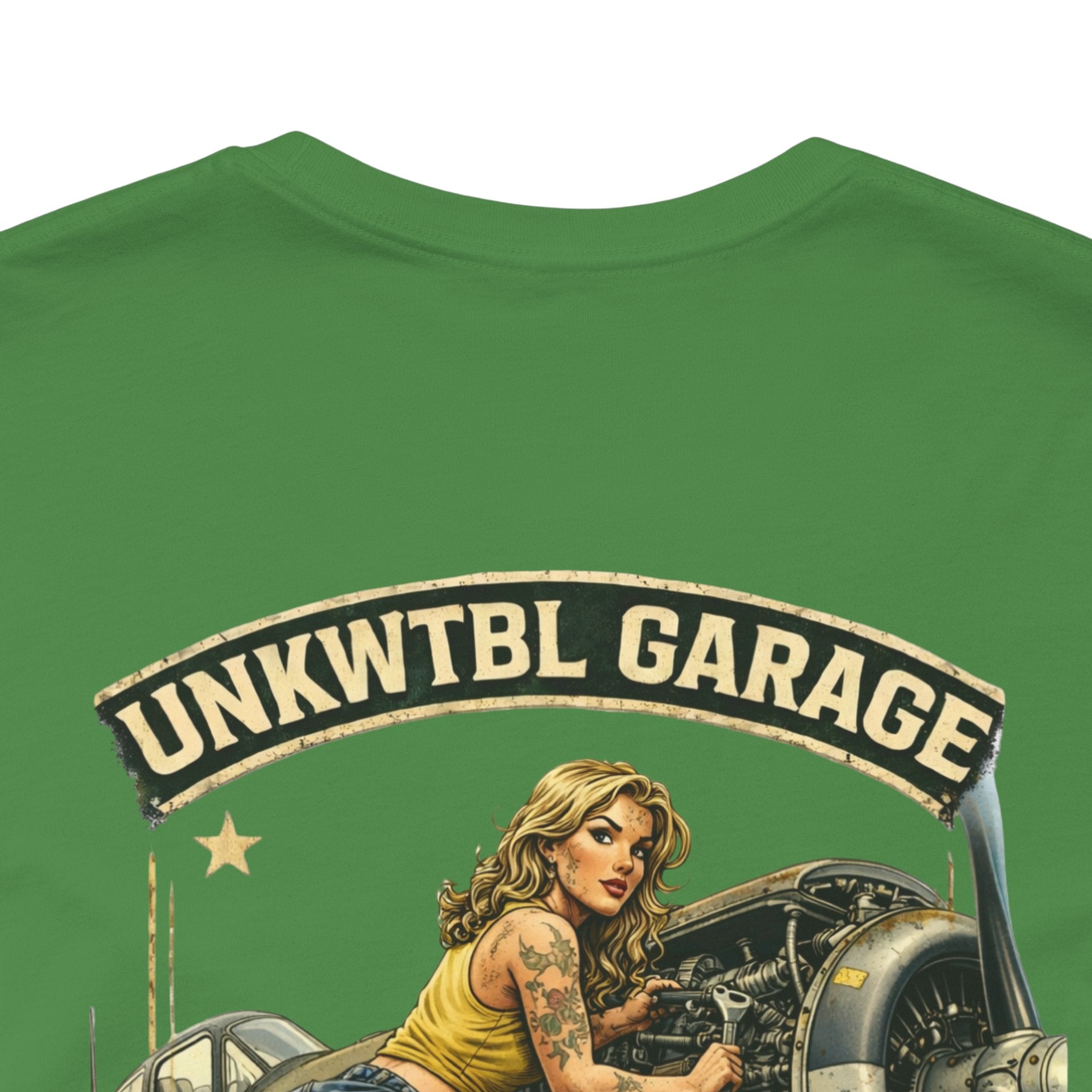 Mechanic On Duty Tee — Vintage Pin-Up Aircraft Garage Shirt