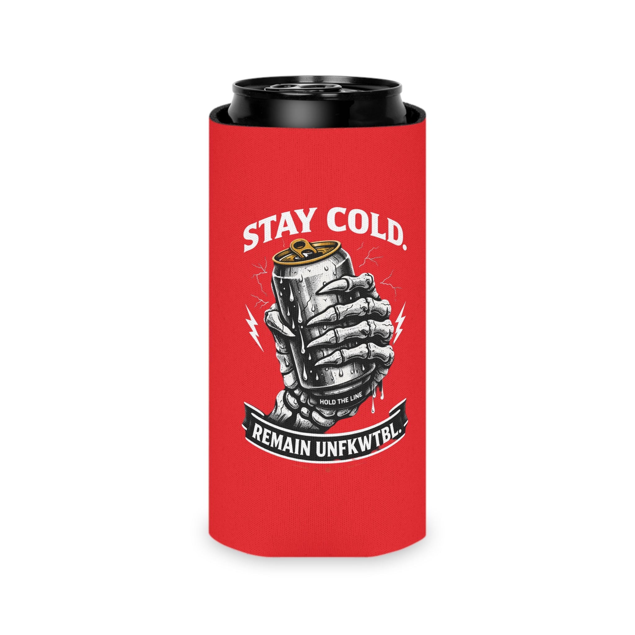 Stay Cold Can Cooler — Skull Hand & Trident Island Beer Koozie
