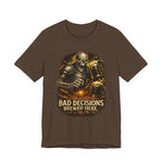 Graphic Tee — 'Bad Decisions Brewed Here' Skeleton Beer Shirt