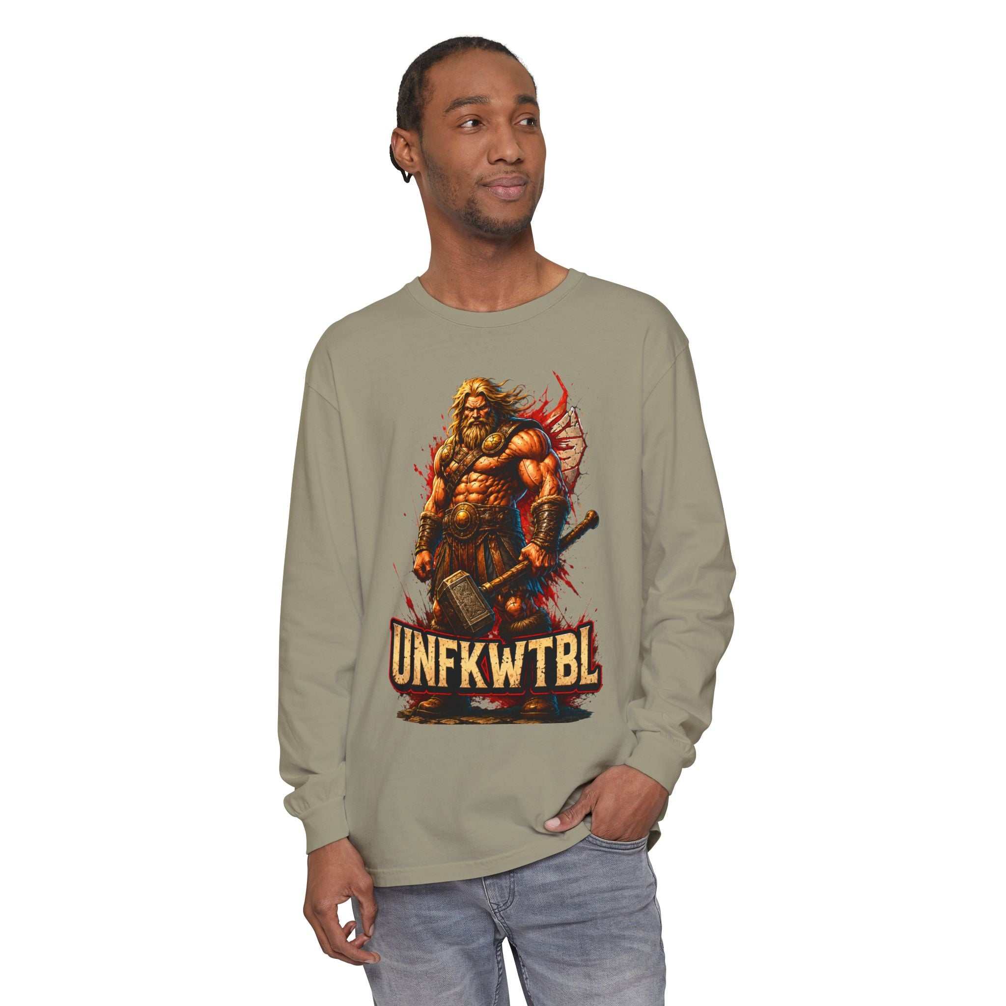 Viking Warrior Long Sleeve Tee — 'UNFKWTBL' Graphic