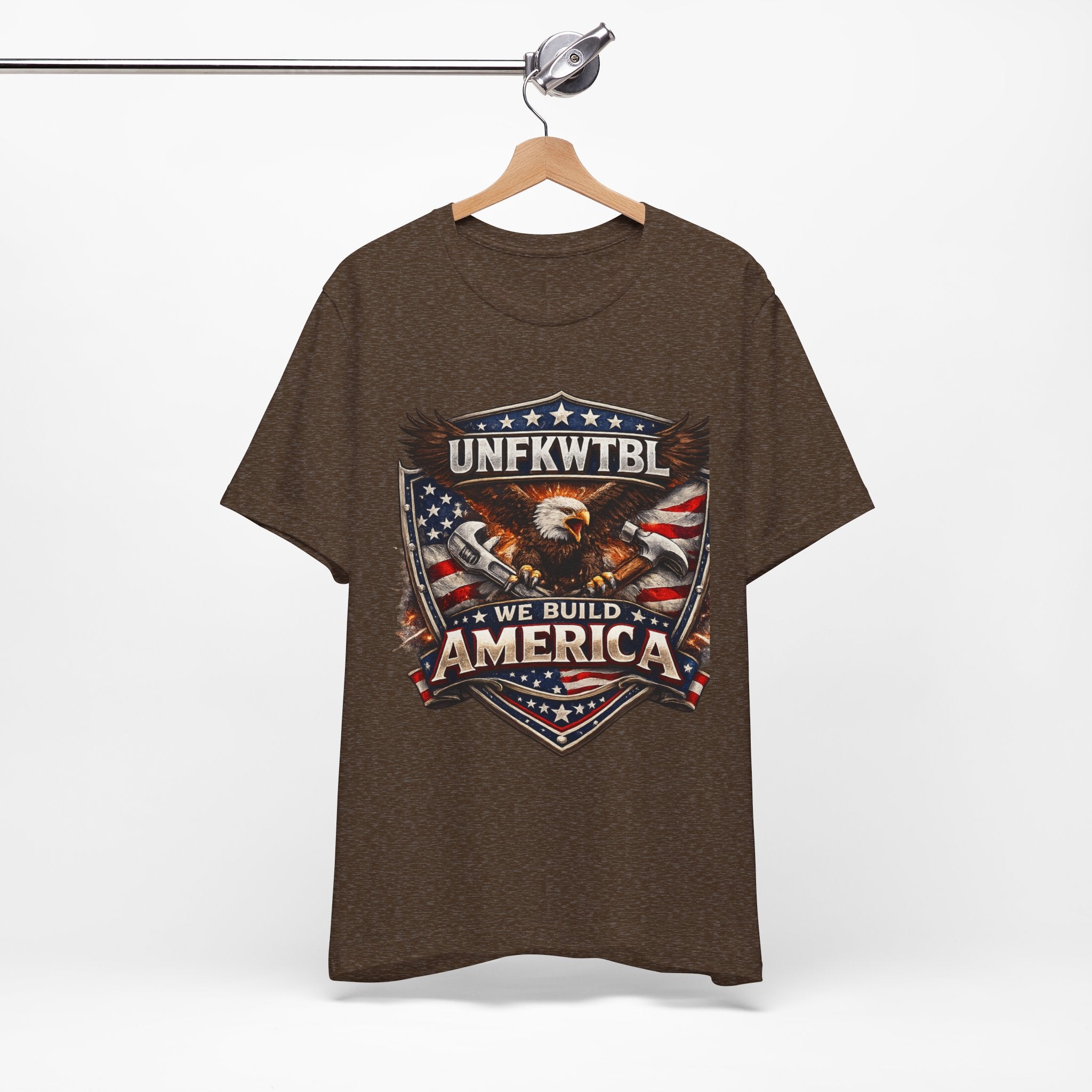 We Build America T-Shirt — Patriotic Eagle Flag Graphic Tee (UNFKWTBL)