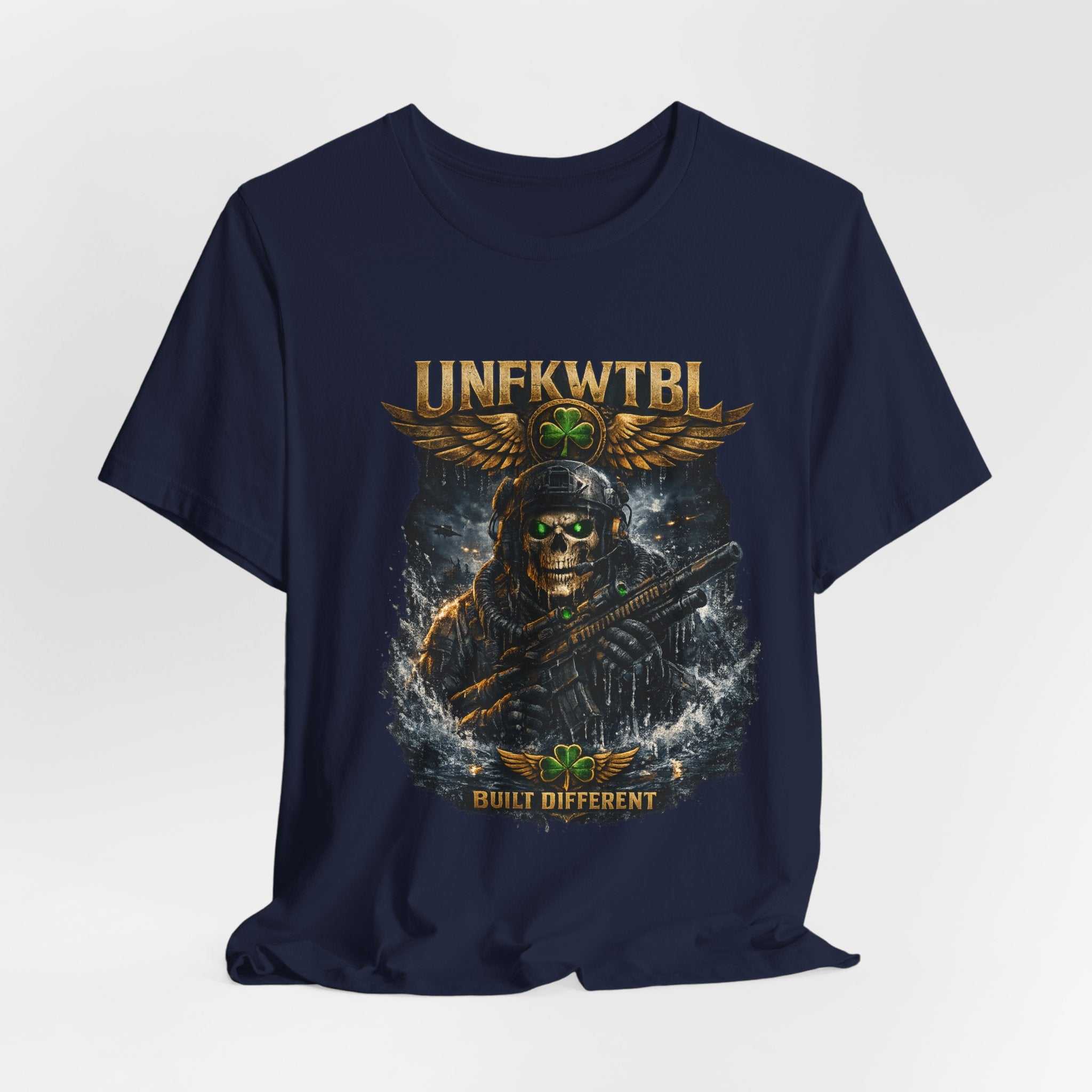 Unkillable Soldier Skull Tee — "Unfkwtbl" Military Skull Graphic T-Shirt