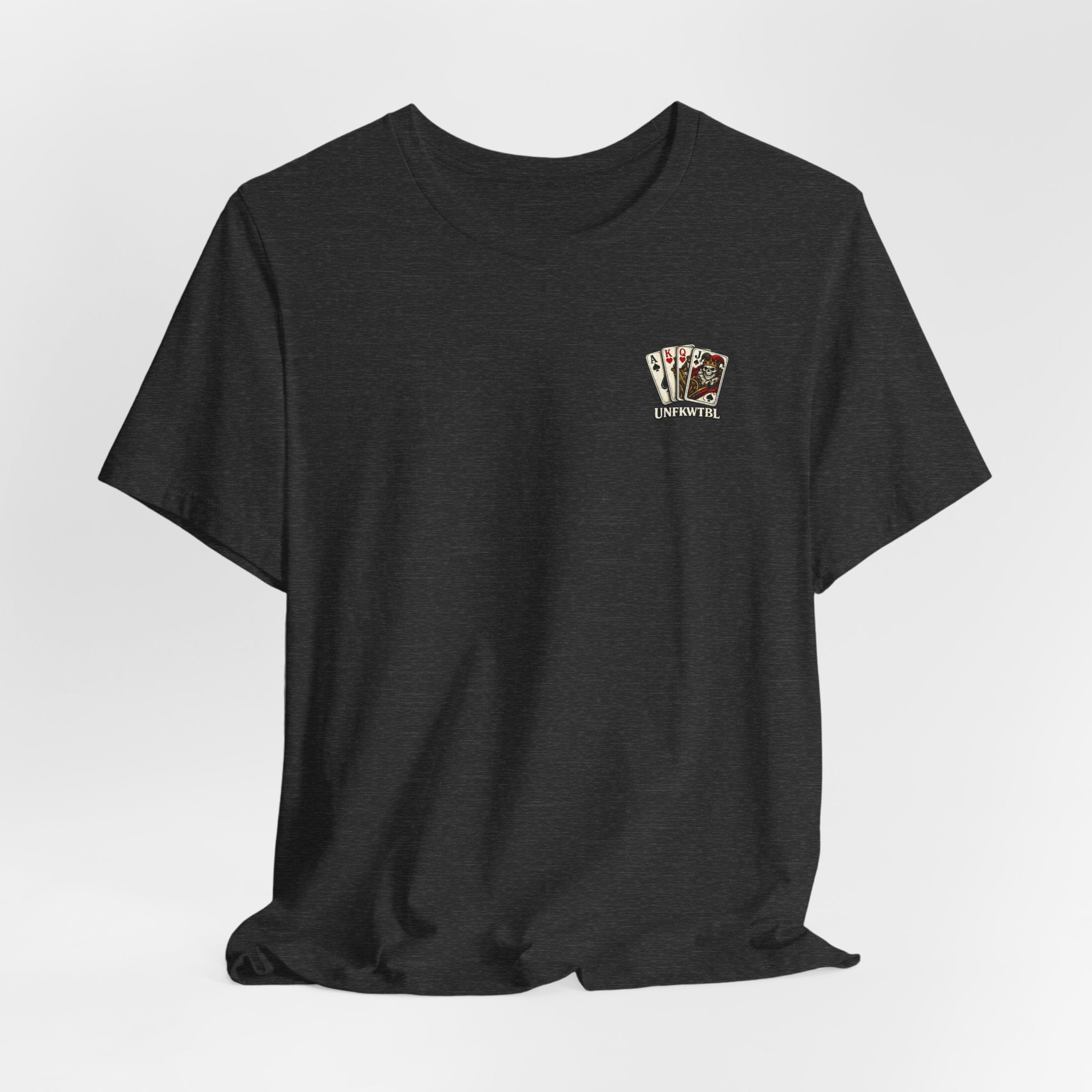 Joker Skull Playing Cards Graphic Tee — Gothic Card Game T-Shirt