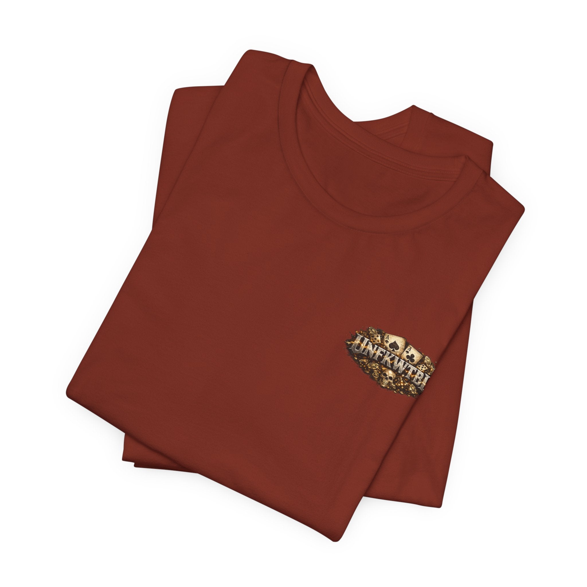 Skull & Flaming Cards Graphic Tee — Poker Skull Short Sleeve T-Shirt