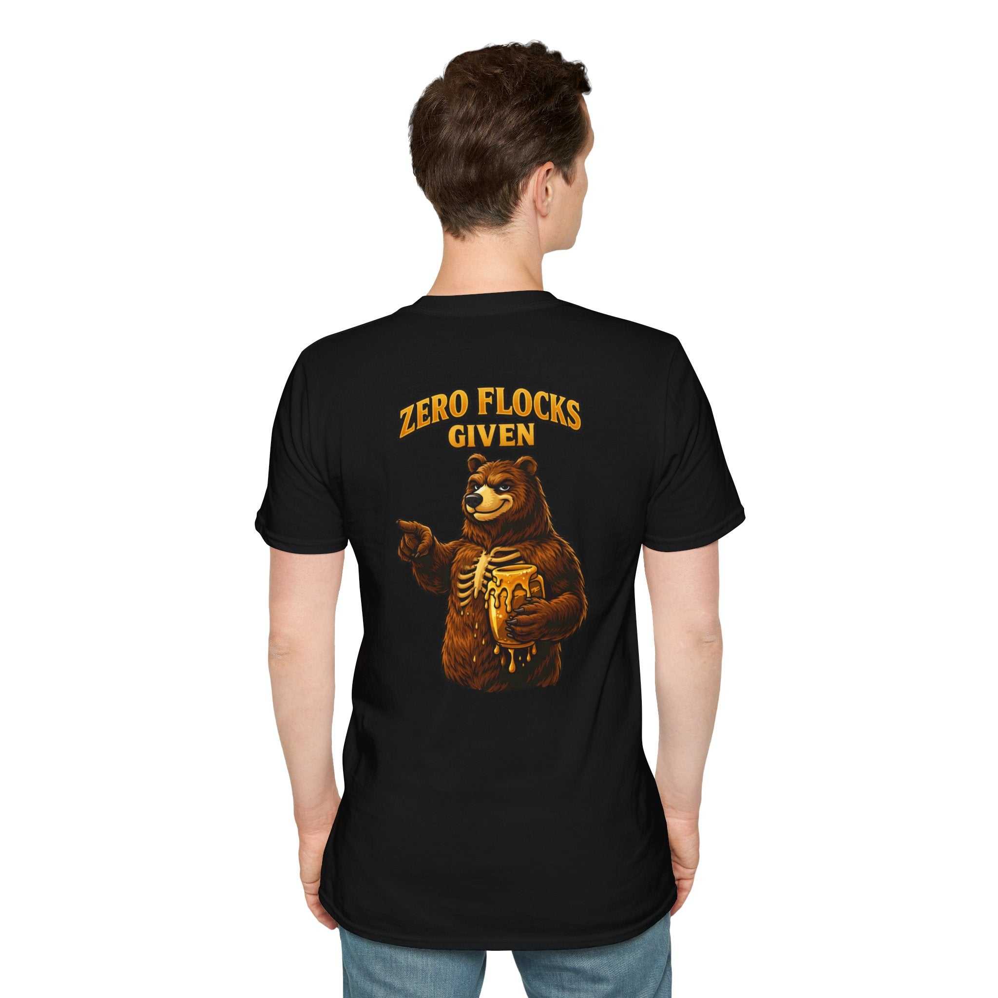 Zero Flocks Given Bear T-shirt with rugged bear graphic and outdoor adventure slogan