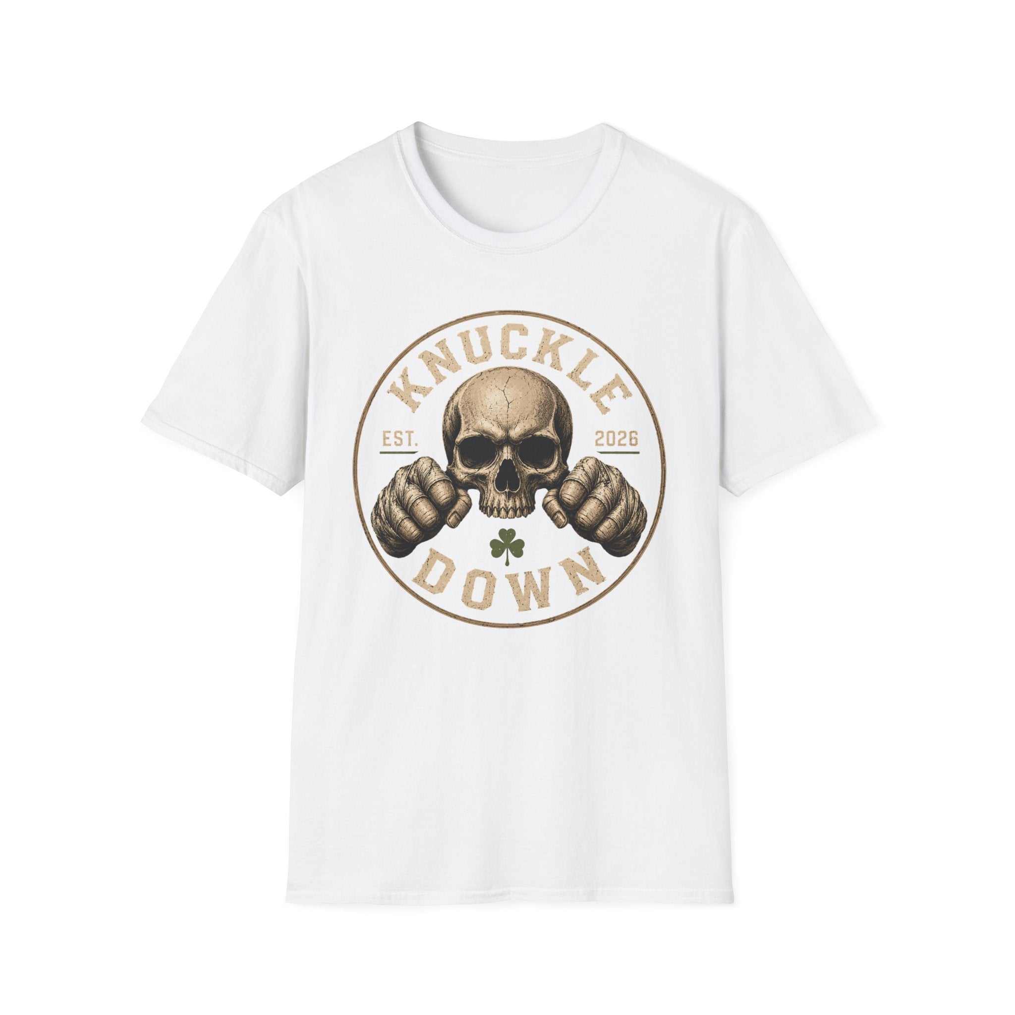 Knuckle Down Skull T-Shirt — Vintage Fighting Fist Design
