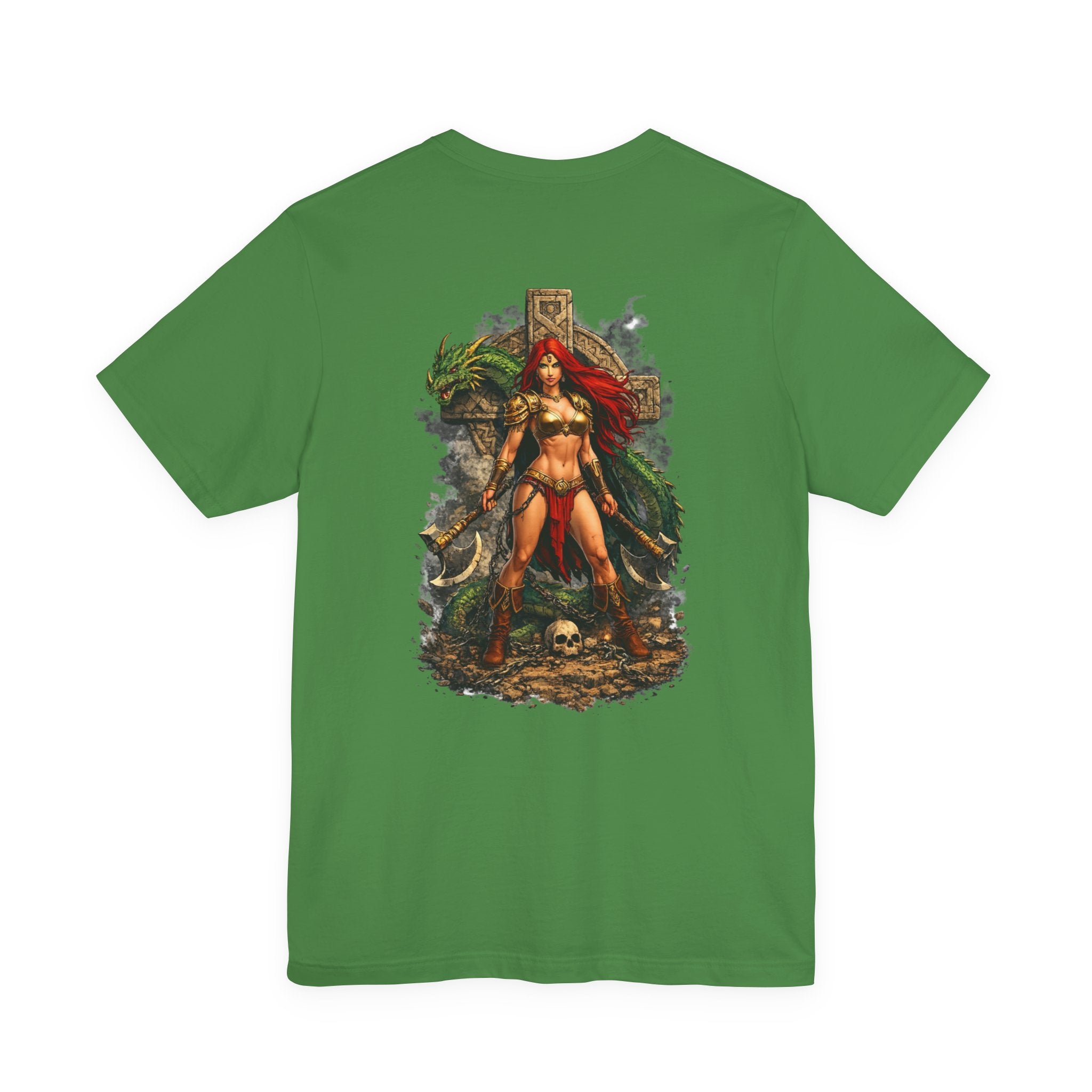 Barbarian Warrior Graphic Tee — 'Primal' Fantasy Pinup Backprint T-Shirt