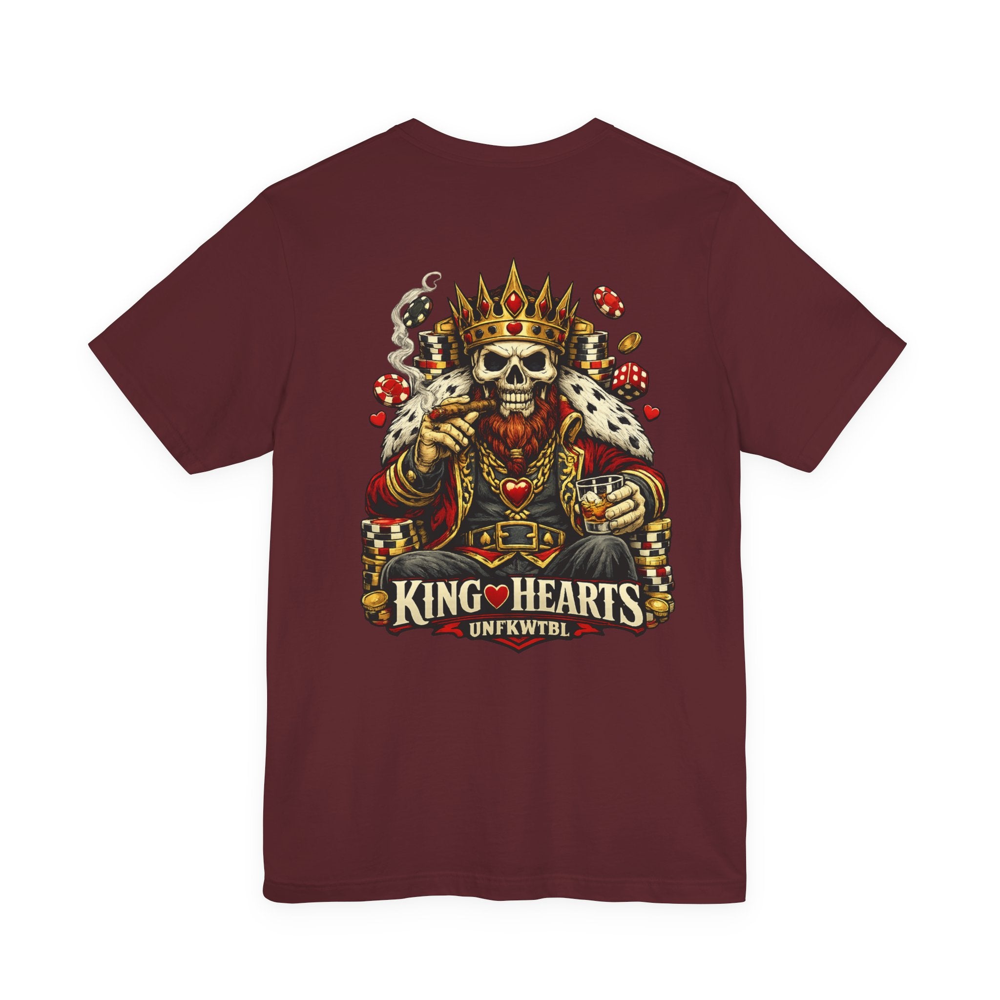 King of Hearts Skull Tee — Poker Playing Card Royalty Graphic T-Shirt
