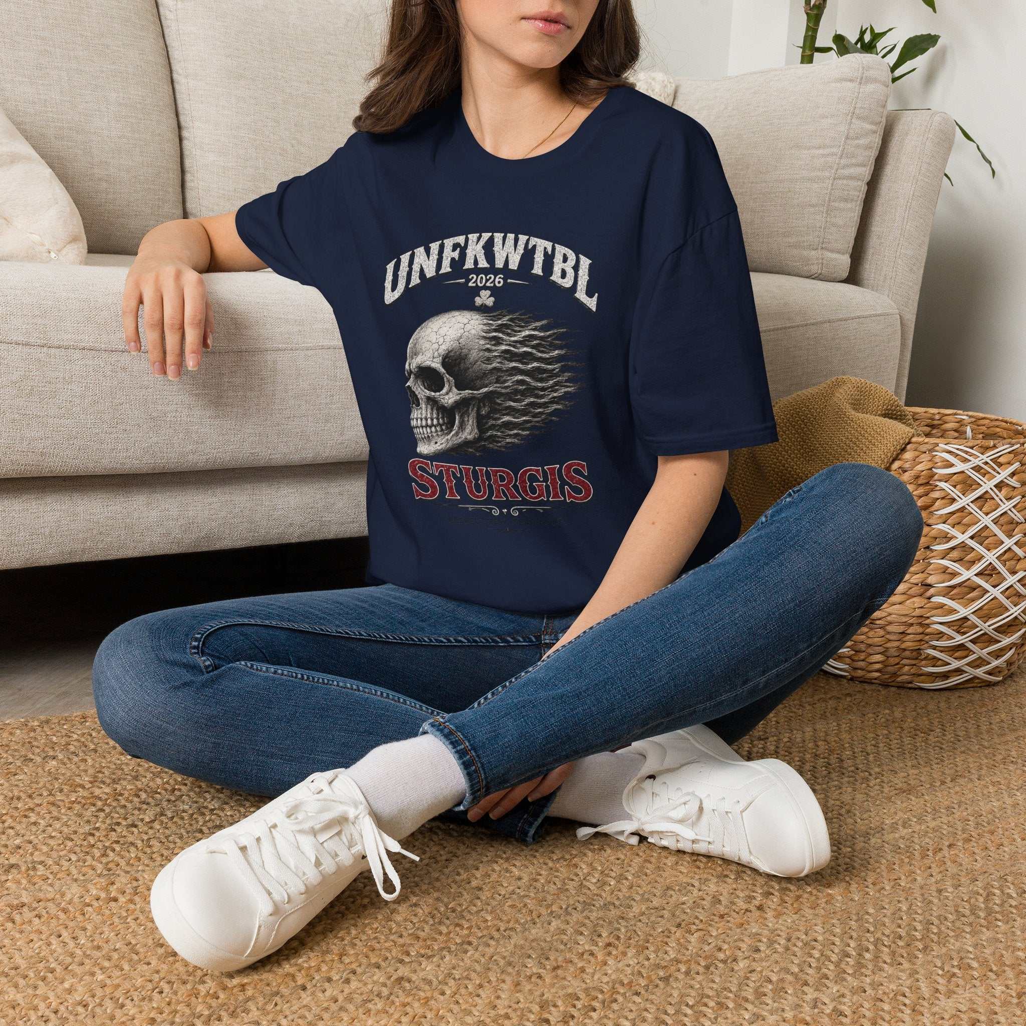 Skull Flame Sturgis T-Shirt — UNFKWTBL 2026 Motorcycle Rally Tee