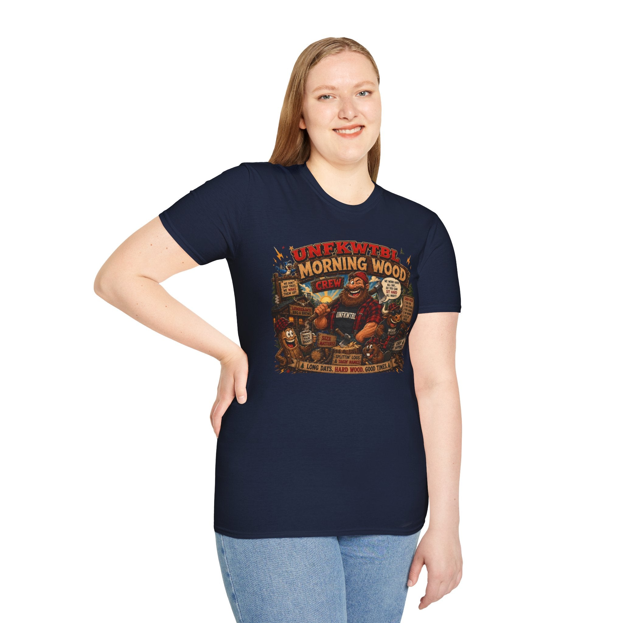 Morning Wood Crew T-Shirt — Funny Lumberjack Graphic Tee