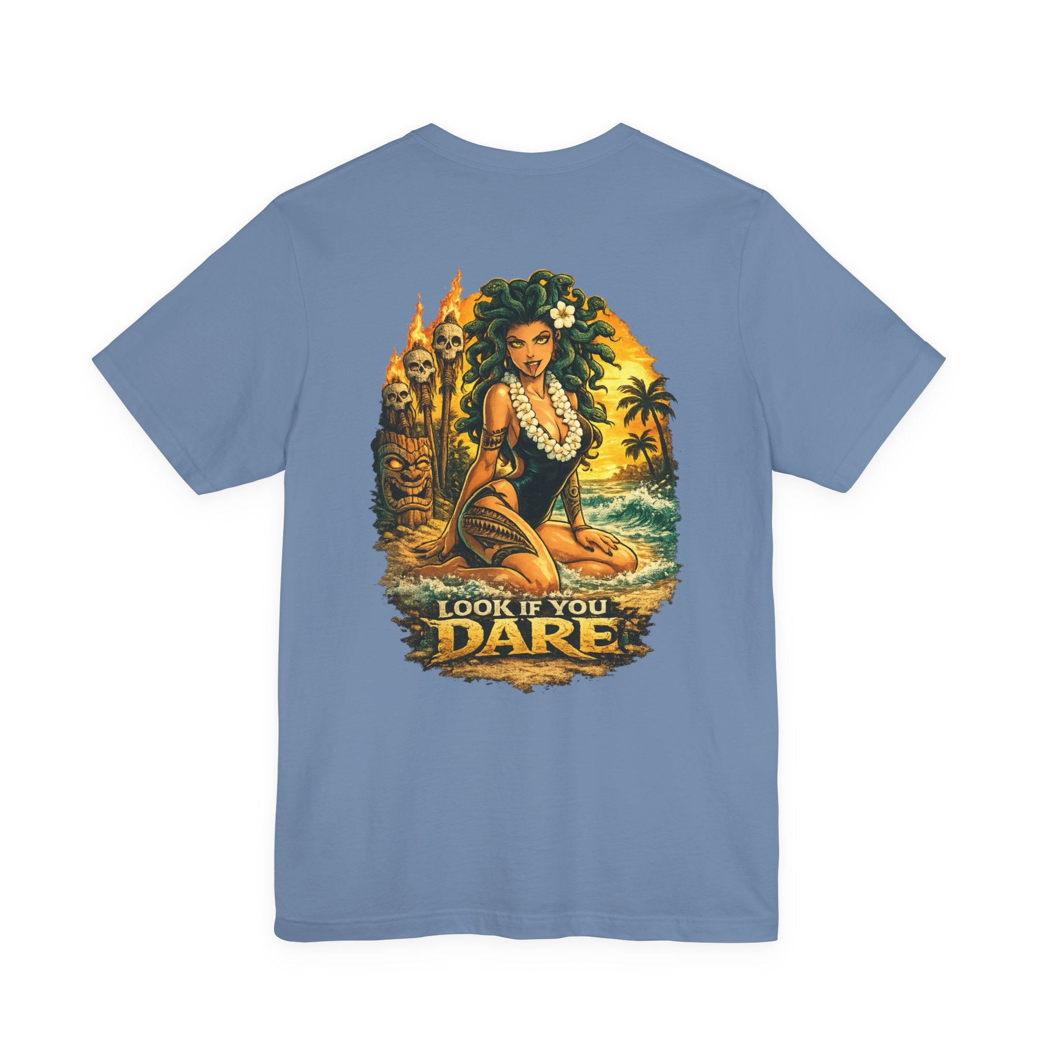 T-Shirt — Vintage Hawaiian Pinup “Look If You Dare” Tropical Surf Tee