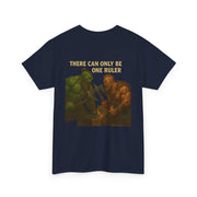 THORGAR CAN ONLY BE RULER unisex vintage graphic tee with heroic battle design in navy heavy cotton
