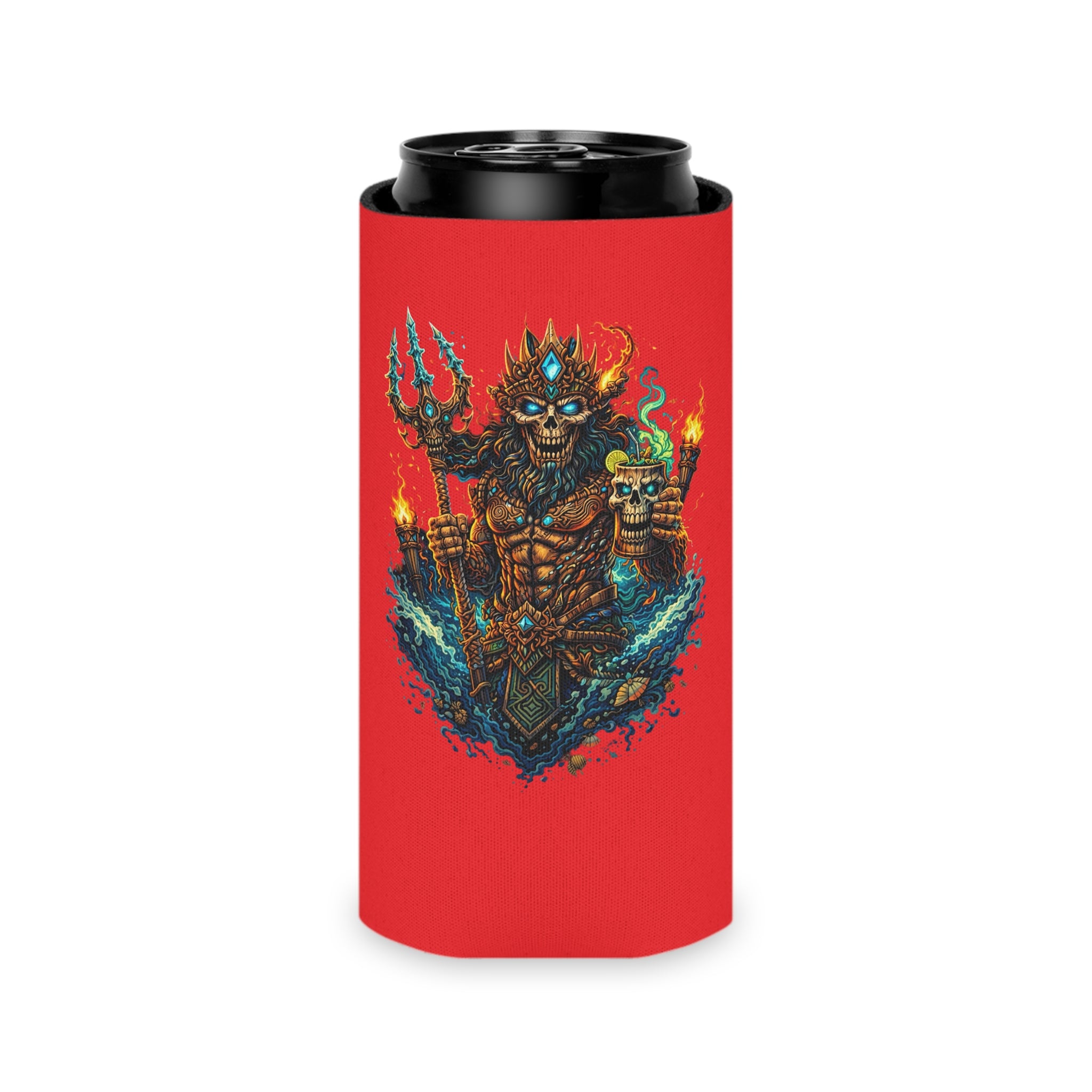 Stay Cold Can Cooler — Skull Hand & Trident Island Beer Koozie