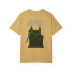 Unisex garment-dyed beige t-shirt with Beast King vintage graphic design on back, casual fit for gamers and holiday gifts