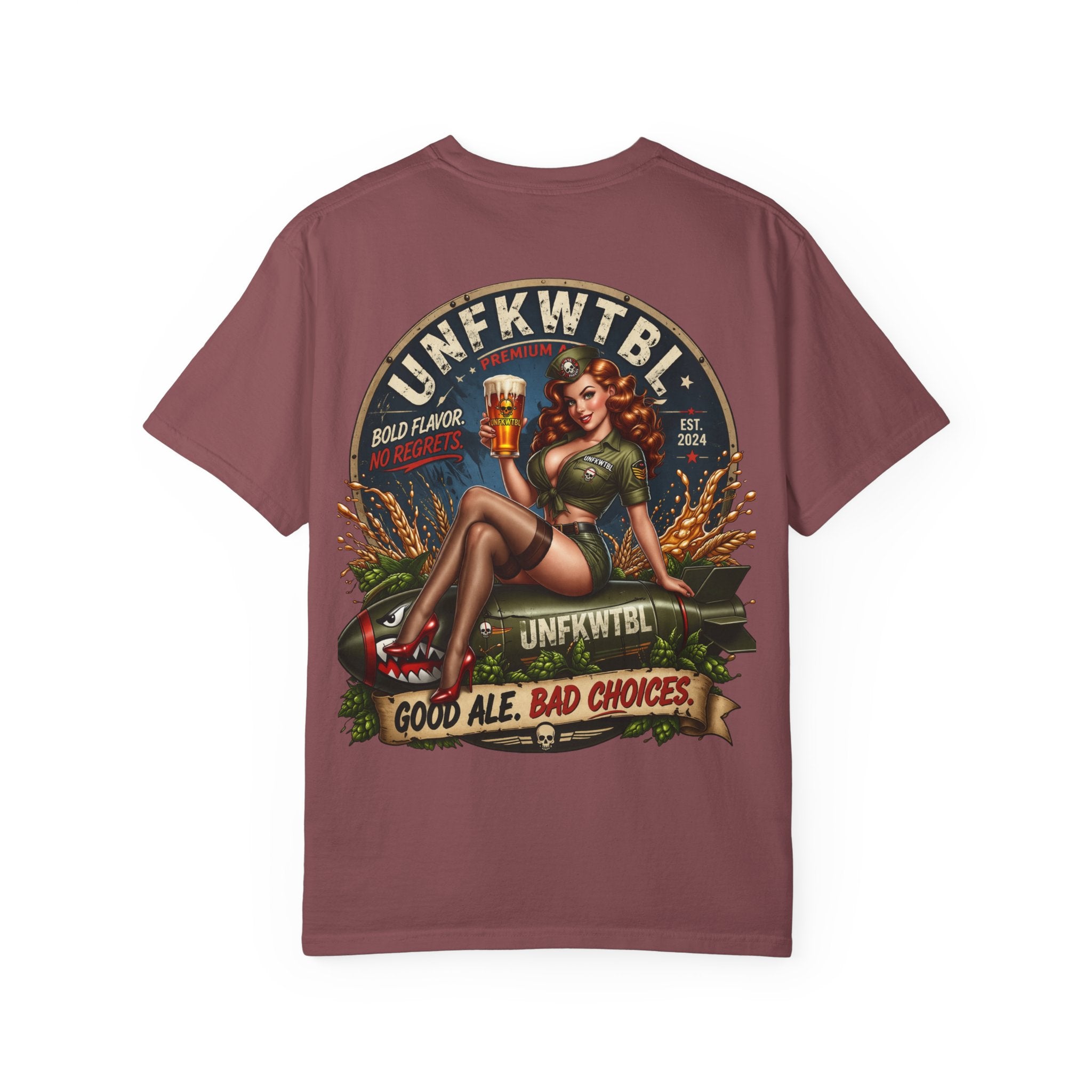 Beer Pinup T-Shirt – "Good Ale, Bad Choices" Retro Graphic Tee