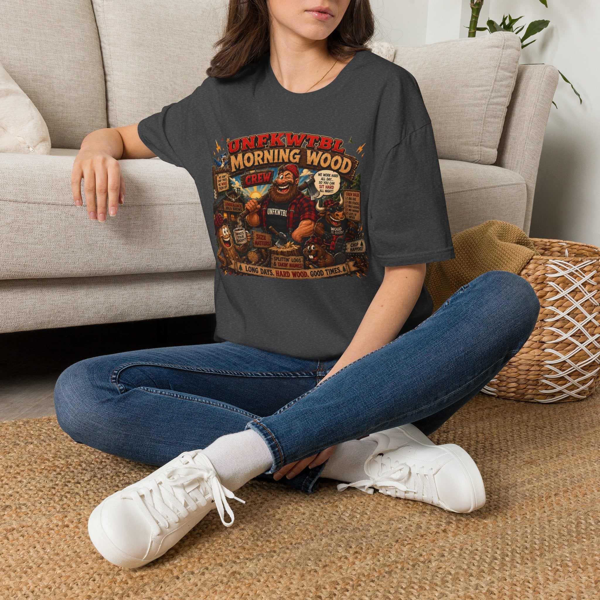 Morning Wood Crew T-Shirt — Funny Lumberjack Graphic Tee
