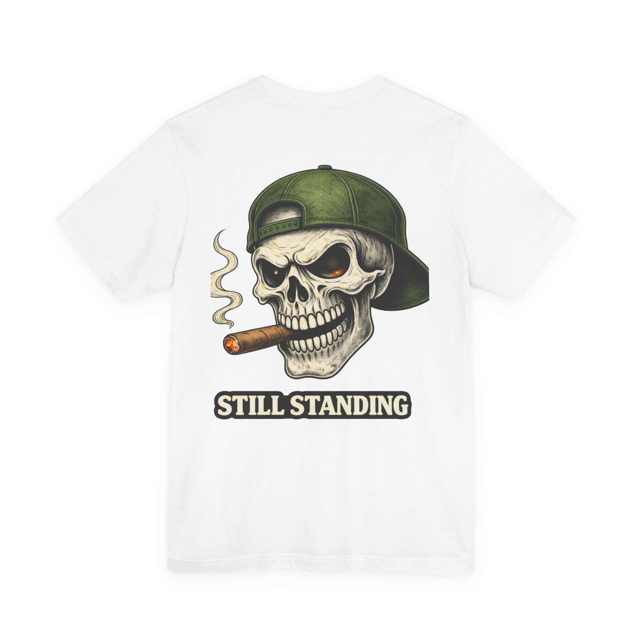 Still Standing Skull Tee — Vintage Military Skull Smoking Cigar T-Shirt