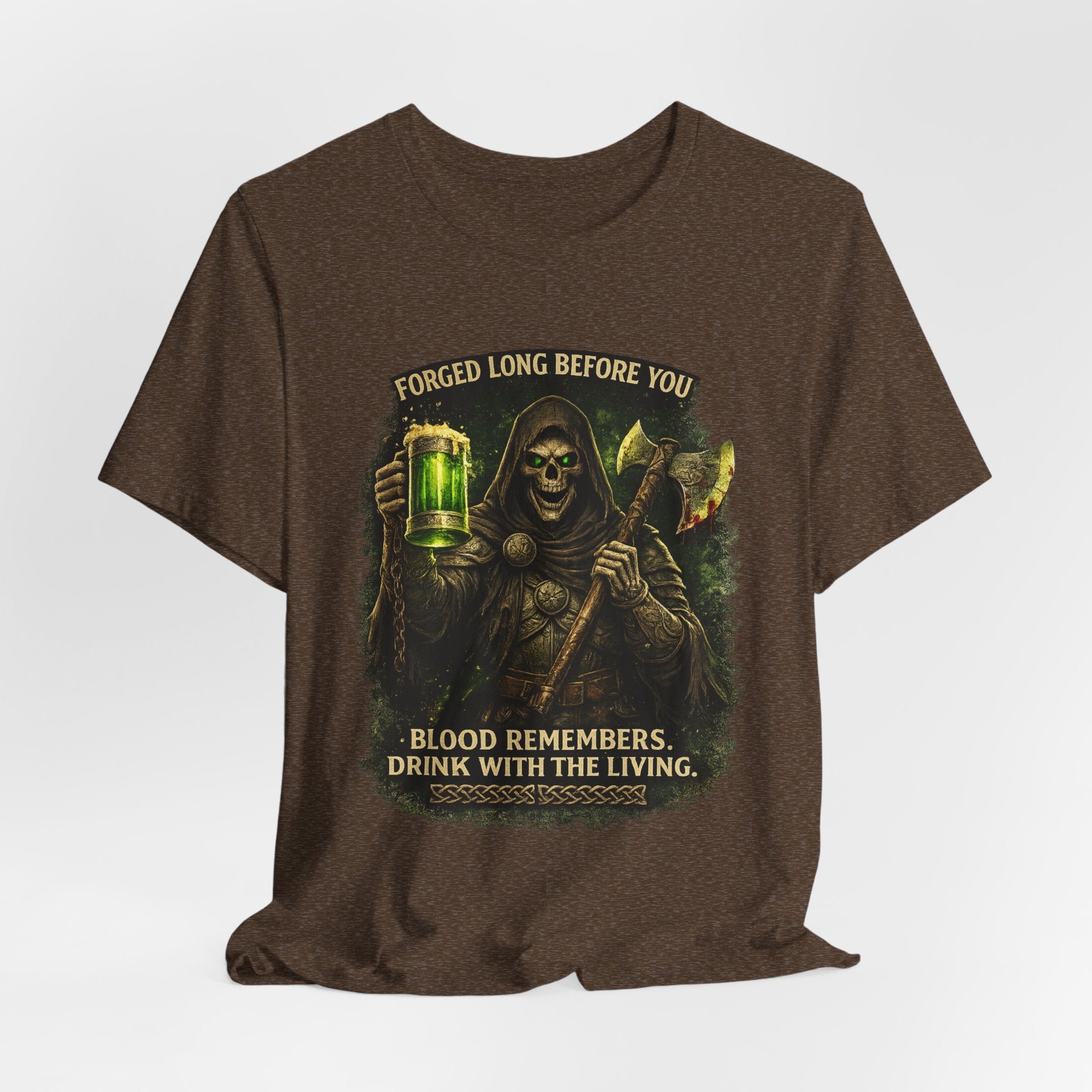 Grim Reaper Beer T-Shirt — "Forged Long Before You / Blood Remembers. Drink With The Living." Graphic Tee