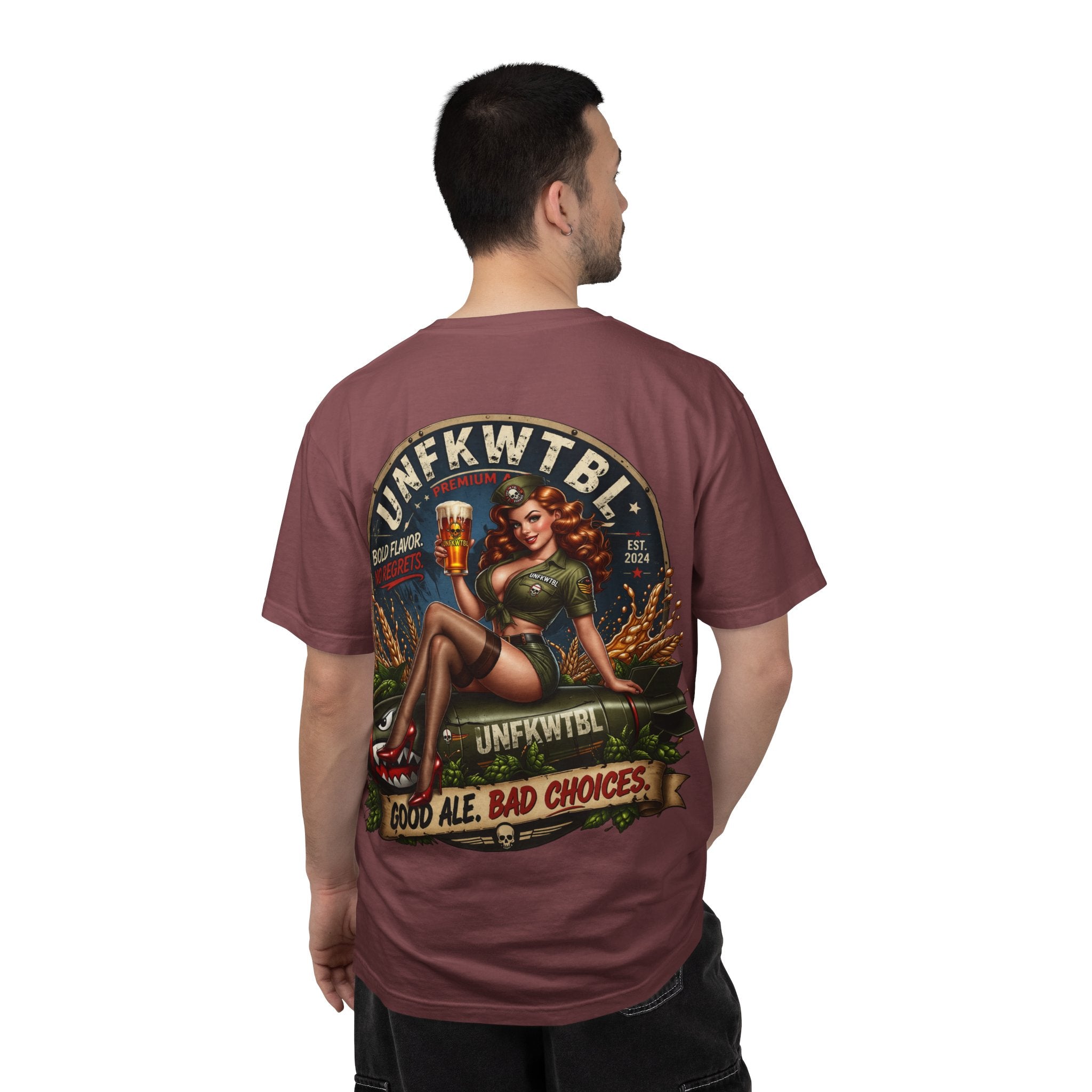 Beer Pinup T-Shirt – "Good Ale, Bad Choices" Retro Graphic Tee