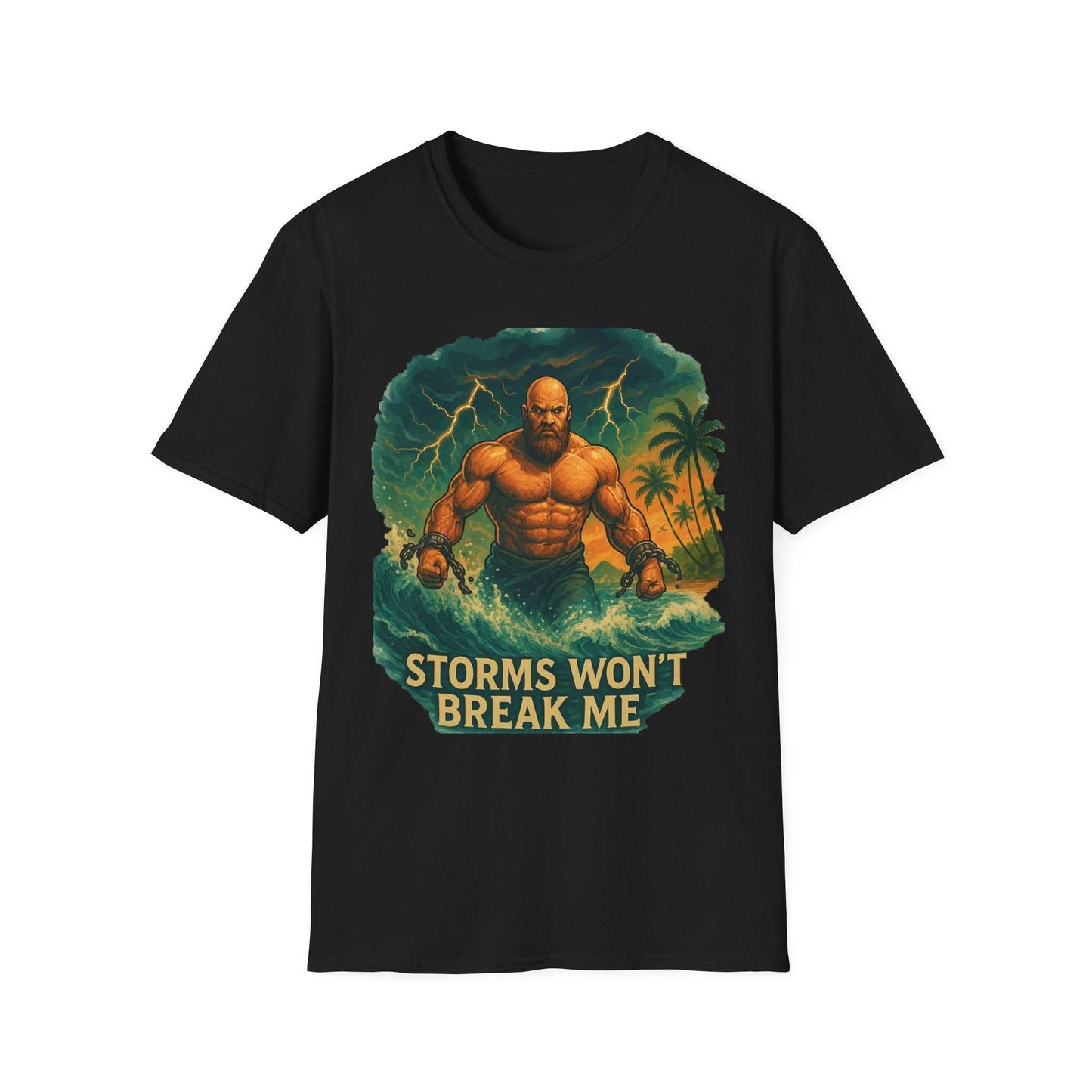 Unisex T-shirt with Atlas Strength Storm of Life design, 100% cotton, classic fit