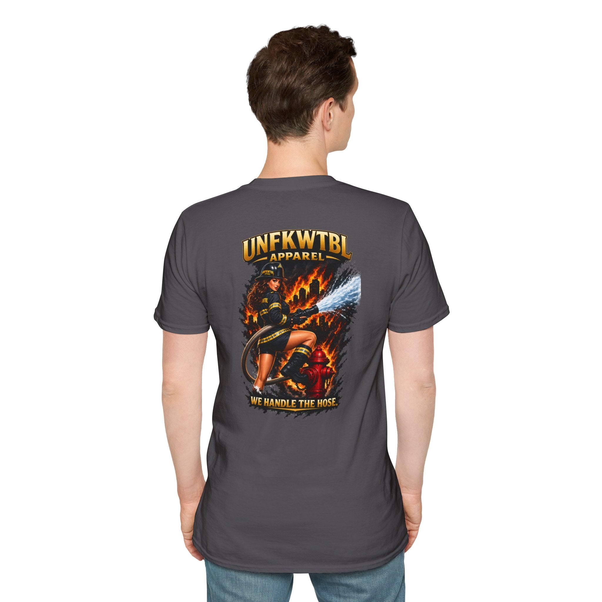 Firefighter T-Shirt — "UNFKWTBL Apparel: We Handle The Hose" Graphic Tee